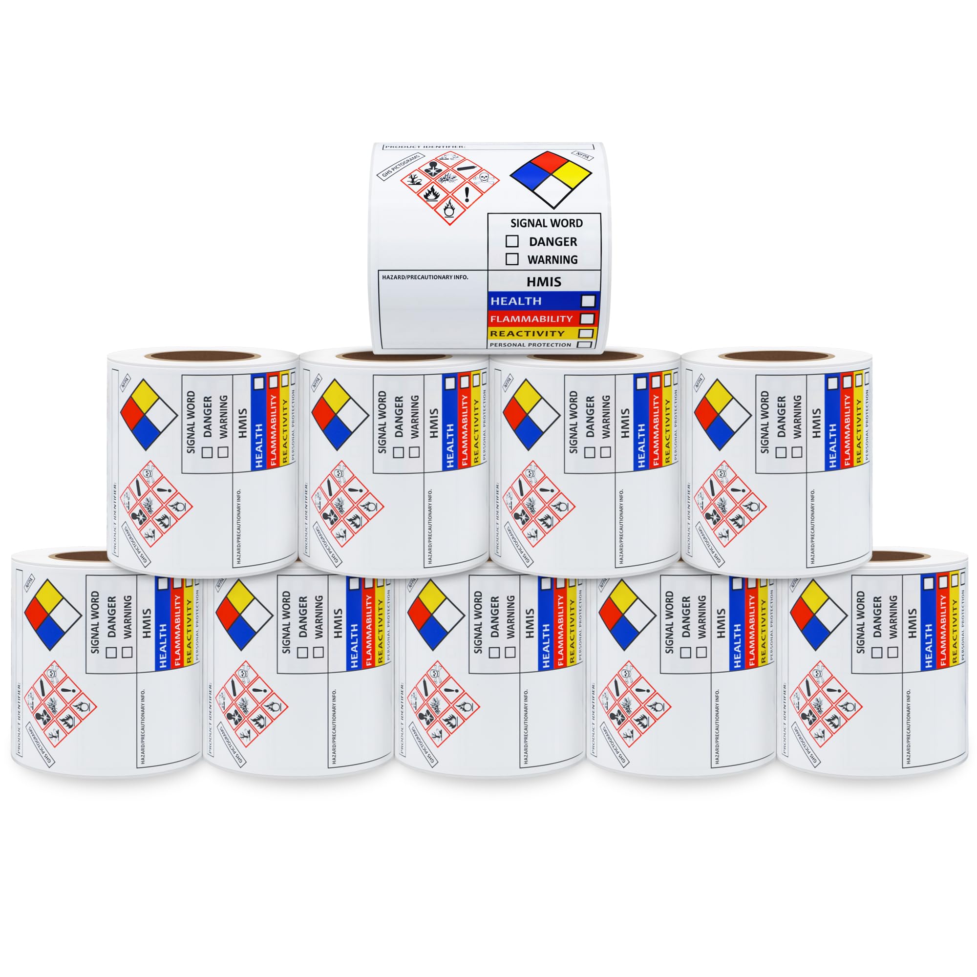 Aleplay SDS OSHA Data Labels for Chemical Safety 3×4 Inch MSDS Stickers with GHS Pictograms HMIS & Hazard Compliant Secondary Containers, 100 Stickers Per Roll（10 Rolls）