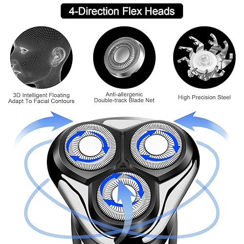 Miniatura 3 de SURKER Máquina de afeitar eléctrica inalámbrica para hombres, recortadora de pelo de nariz 3 en 1, kit de aseo más 1 cepillo de limpieza facial,