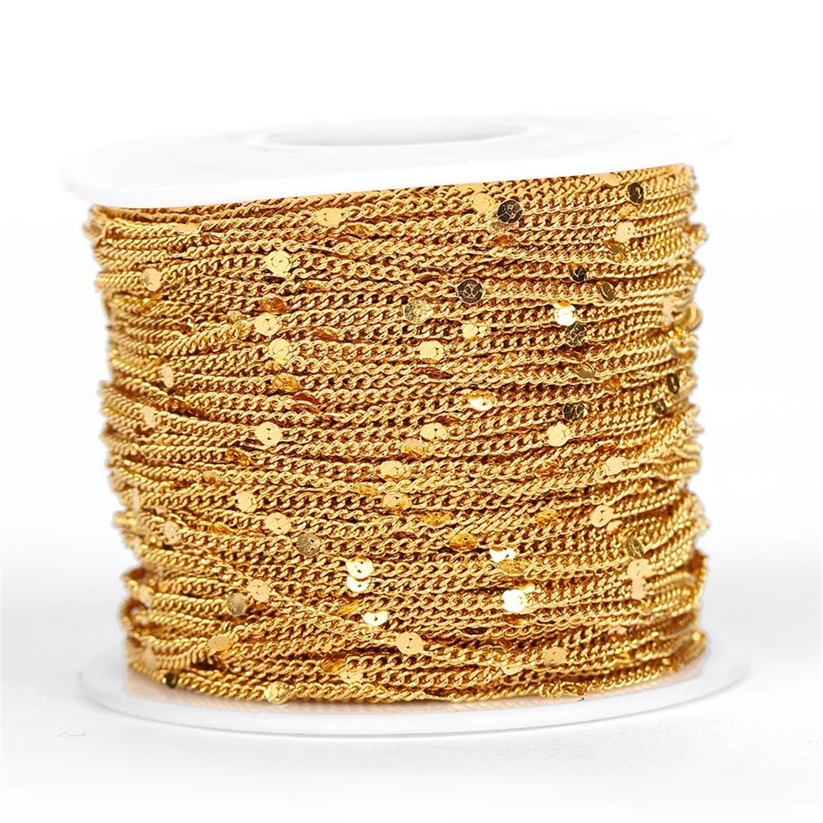 Catene a cavo placcate Curb Chains Catena con paillettes in acciaio inossidabile da 10 metri/2 metri for la creazione di gioielli Braccialetti color oro fai da te Collana con catena Accessori Catene b