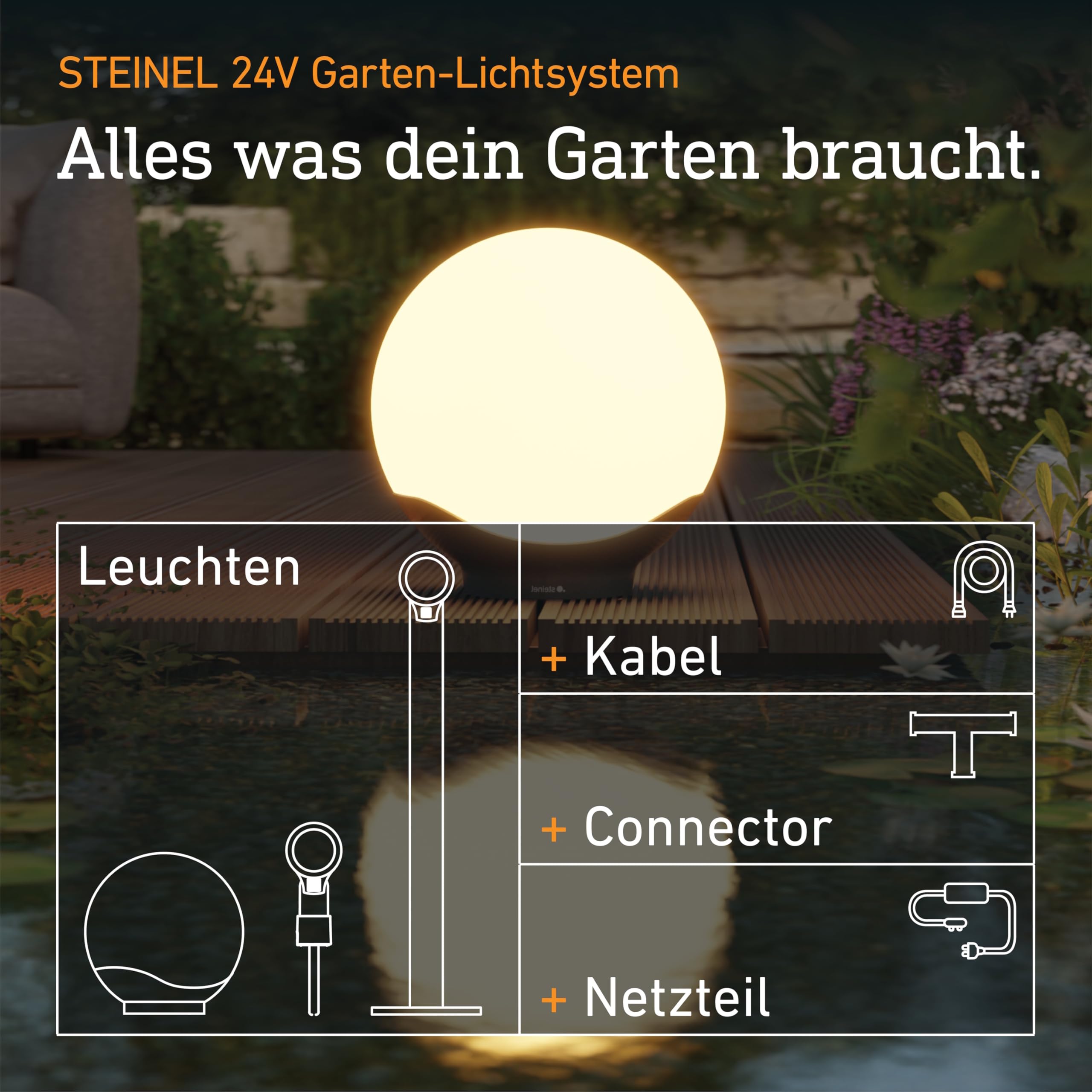 Steinel Sphera C LED-Kugelleuchte 24V Ø400mm IP65 App-Steuerung Helligkeitssensor