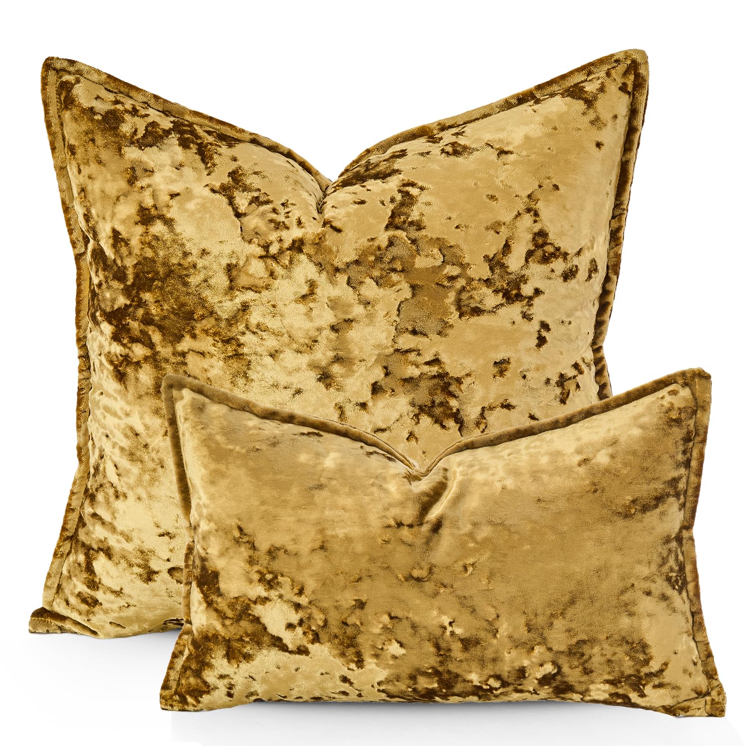 Yonous Premium Series, Crushed Velvet Cushion Covers, Luxury Thick Throw Pillow for Home Decor Gold, 12x20 Inch / 30 x 50 cm - Image 2