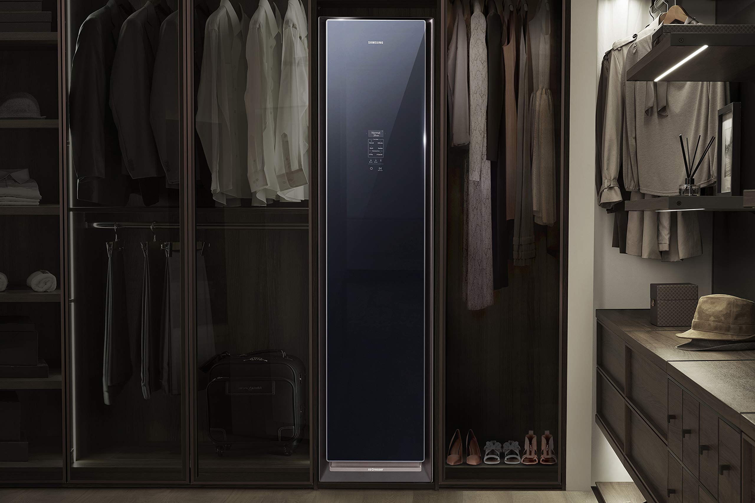 Samsung Haushaltsgeräte JetSteam AirDresser Dampfschrank Trocken, desinfizieren und entfernen Gerüche, Anti-Falten-Behandlung, Dunkelblau/Grau