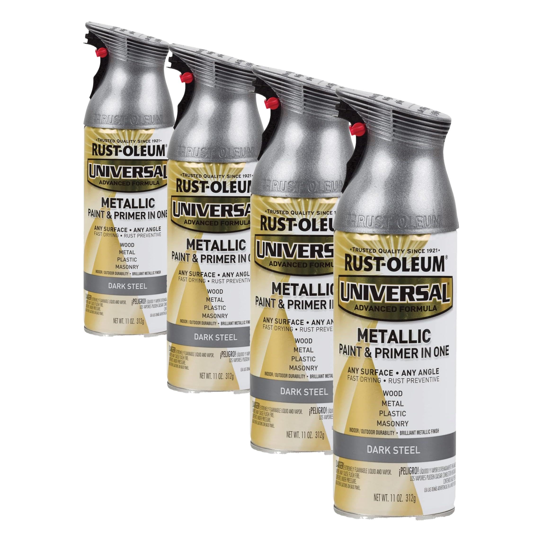 Rust-Oleum 262662 Universal All Surface Metallic Spray Paint, 11 oz, Dark Steel (Pack of 4)