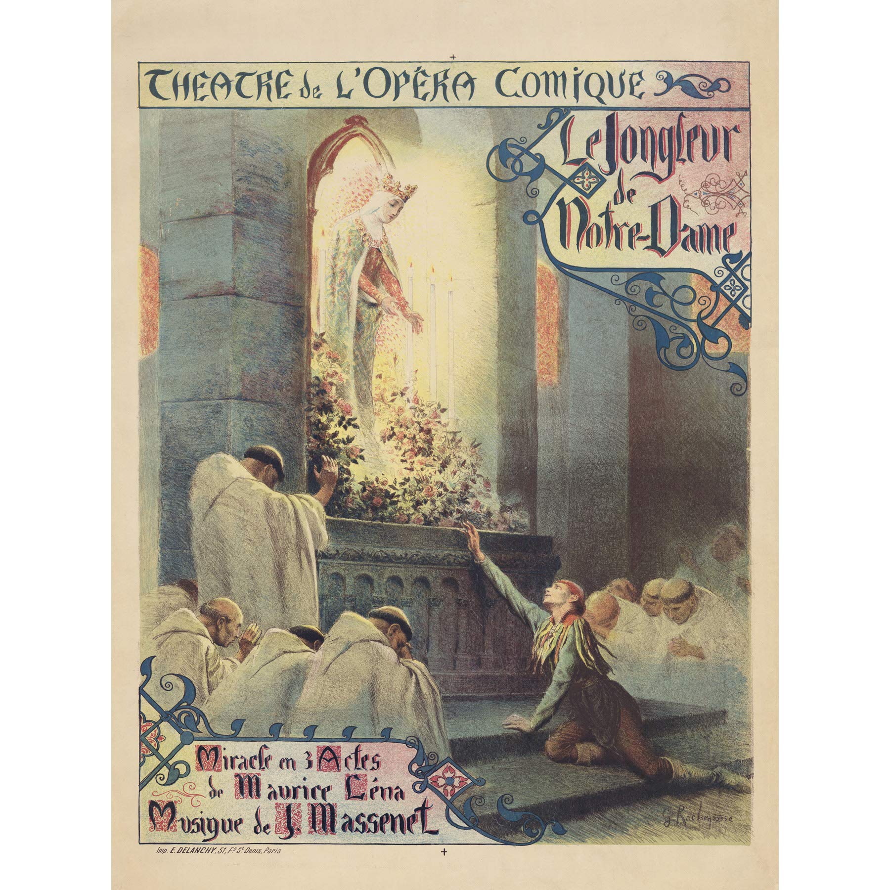 Artery8 Massenet Juggler Notre Dame Theatre Opera Advert Premium Wall Art Canvas Print 18X24 Inch