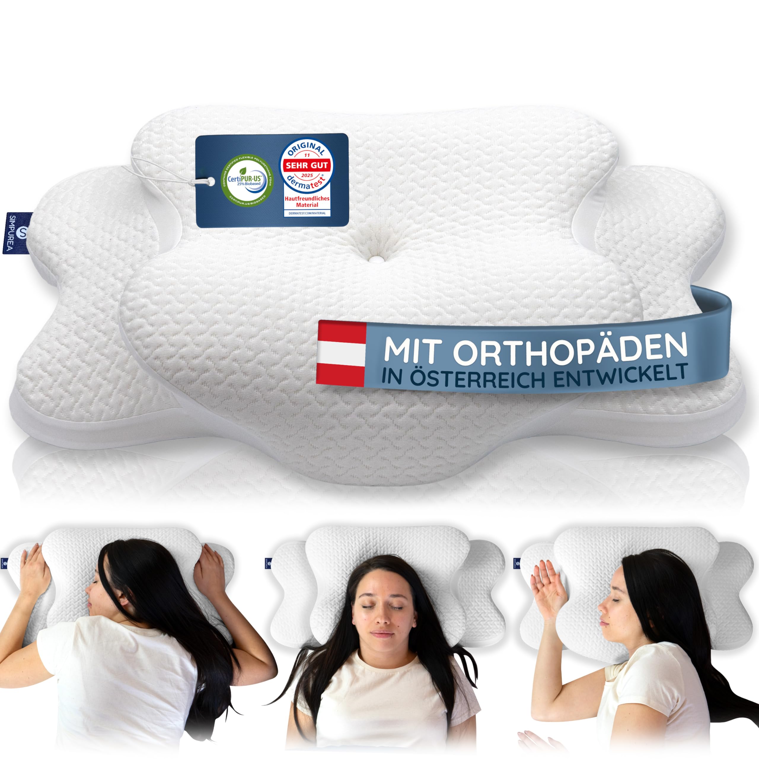SIMPUREA® Orthopedisch slaapkussen Bamboo – ergonomisch neksteunkussen met visco-elastisch traagschuim & ademende bamboevezelovertrek – voor rug-, zij- en buikslapers SIMPUREA® Orthopedisch slaapkussen Bamboo – ergonomisch neksteunkussen met visco-elastisch traagschuim & ademende bamboevezelovertrek – voor rug-, zij- en buikslapers