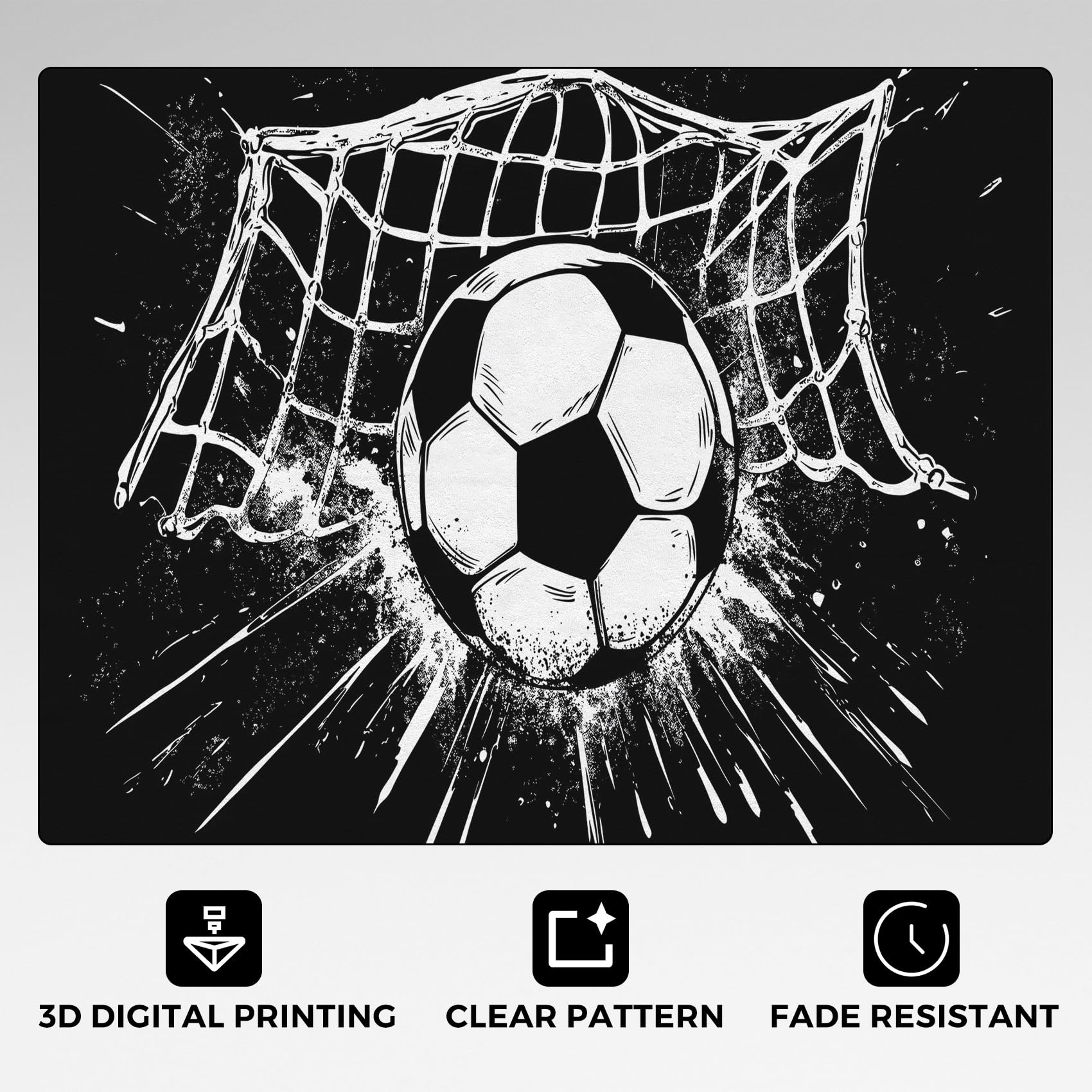 Générique Tapis Salon Foot, Tapis Chambre Noir Blanc Football, Doux Flanelle Poil Court 60x110 cm - Lavable Antidérapant Paillasson H-21