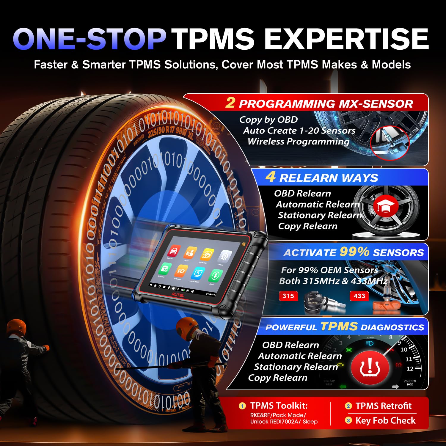 Autel MaxiCOM MK900TS TPMS Diagnosegerät Auto, 2026 MK900-TS Up von MS906TS MX900TS MK808S-TS MK900, Top TPMS Programm/Neulernen, CAN FD&DoIP, Bidirektionaler Scanner 3K+ Aktivtest, 40+ Service, OS11 | 2026 MK900-TS Up MS906TS MX900TS MK808S-TS MK900 MK90