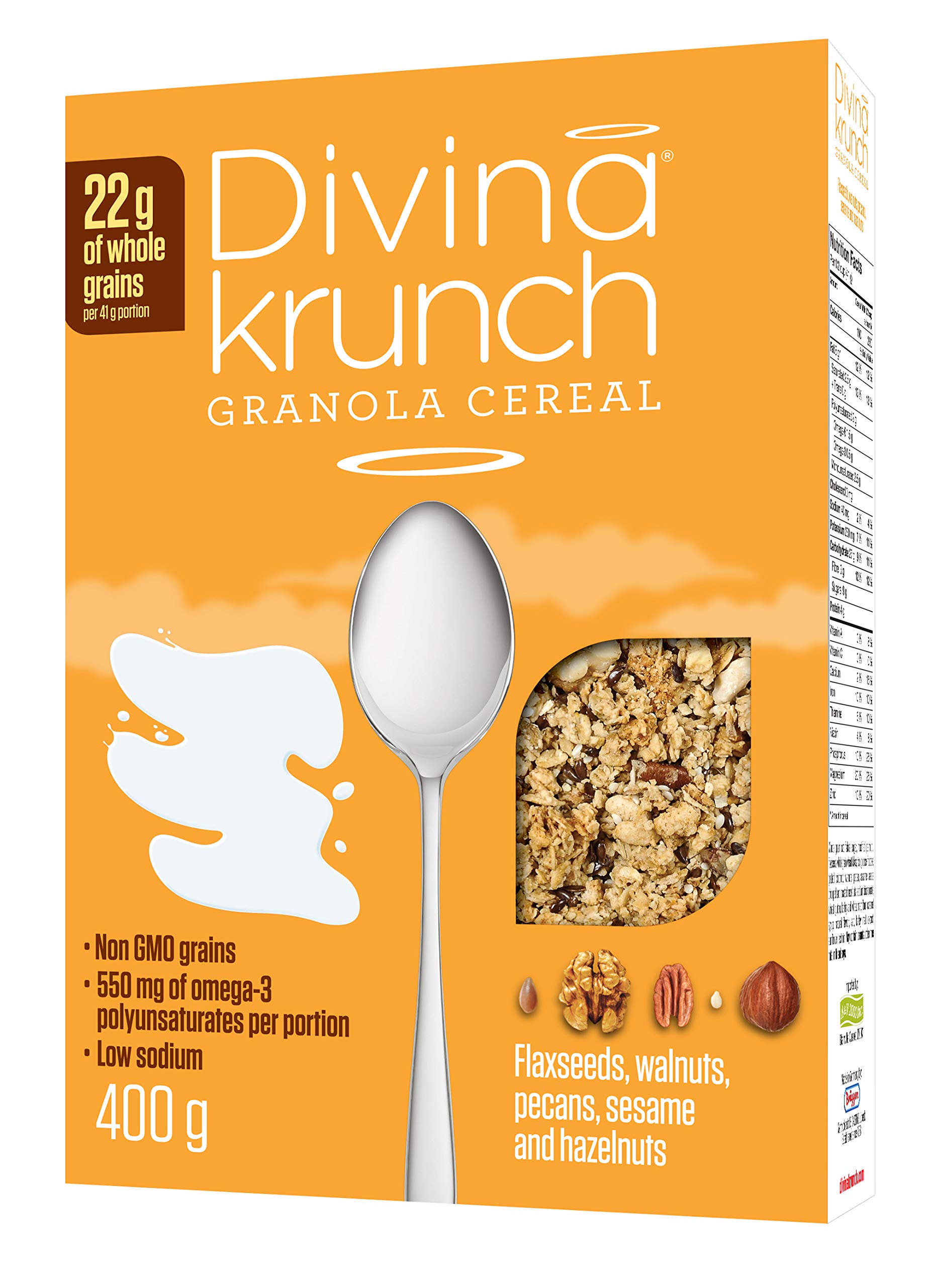 Divina Krunch Granola Cereal, Pack of 3, NON-GMO CEREAL (Omega Nuts & Seeds Granola)