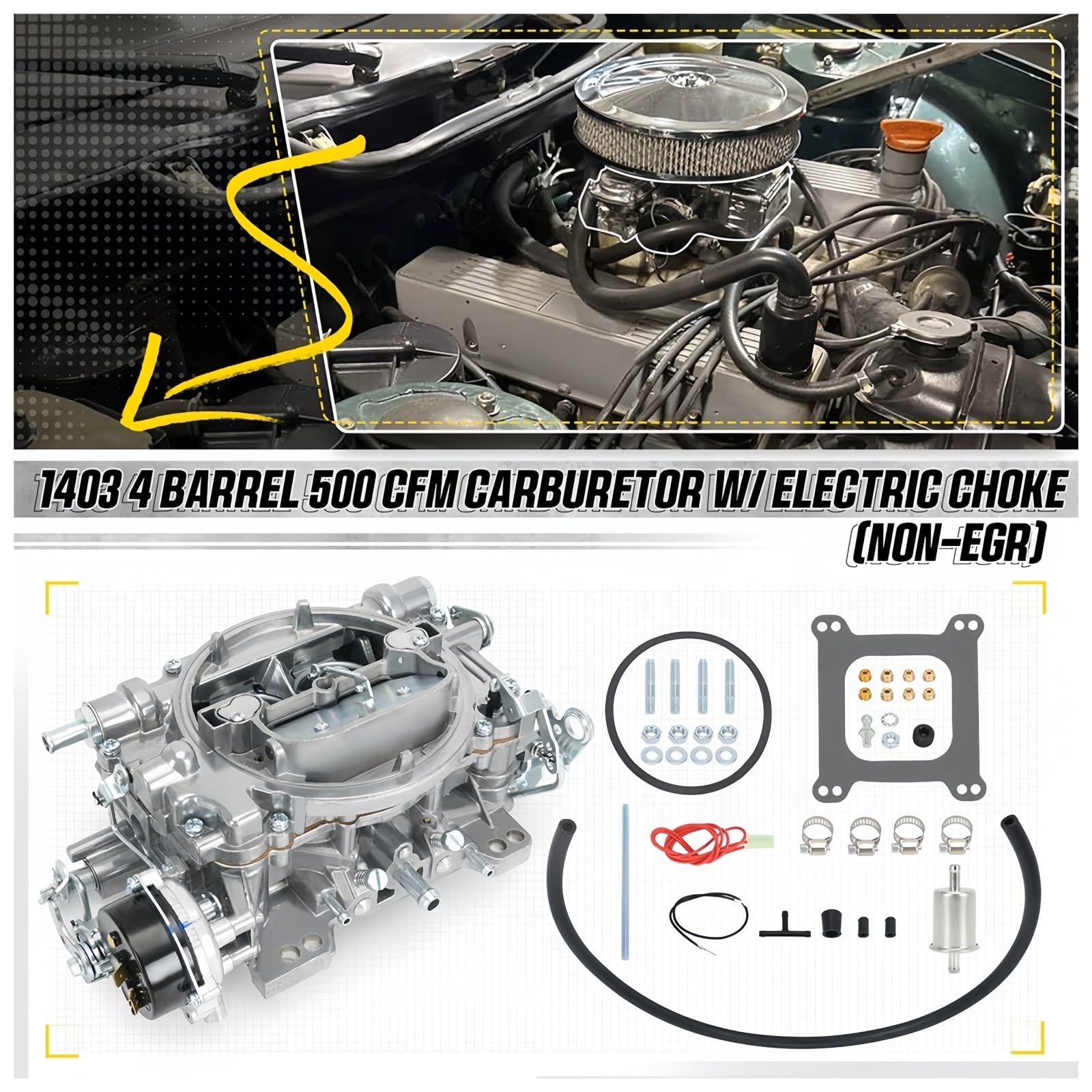 Vergaser Vergaser-Reparatursatz für Edelbrock 1407 Performer 500CFM Marine Square Bore Manual