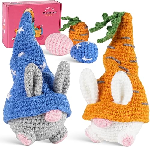Kit de ganchillo para principiantes, kit de ganchillo de Pascua con tutoriales en video paso a paso, kits de inicio de ganchillo para adultos y