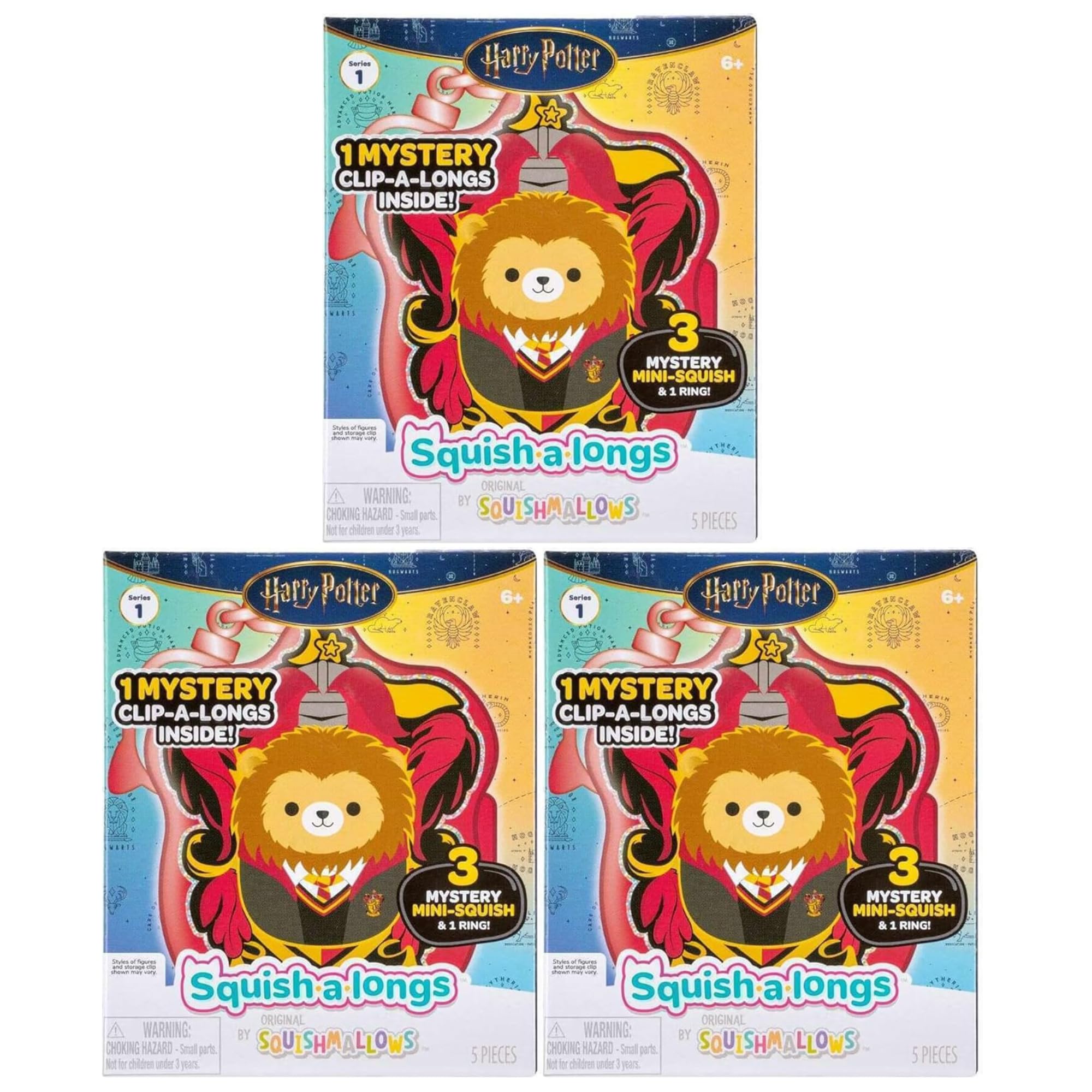 Wizarding World Jazwares Squish-A-Longs Series 1 Harry Potter Set of 3 Blind Boxes Each Contain 1 Clip-A-Long, 1x Ring & 3x Mini-Squish — image 1