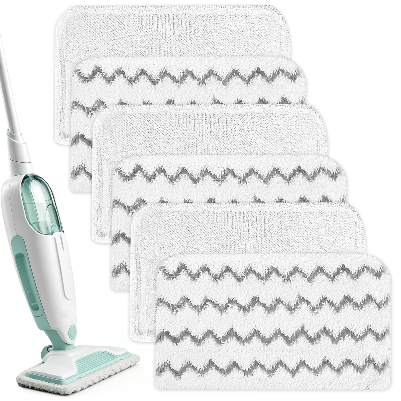 ZaejjaeY 6 Pack Steam Mop Replacement Pads Compatible with Shark Steam Mop S1000UK, Washable Reusable Microfiber Mop Pads, Highly Absorbent Floor Cleaning Pads