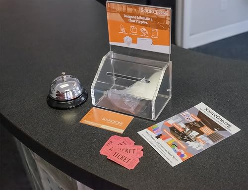 SOURCEONEORG Caja de papeleta acrĂlica resistente con cerradura y soporte para letreros SOURCEONEORG Caja de papeleta acrĂlica resistente con cerradura y soporte para letreros