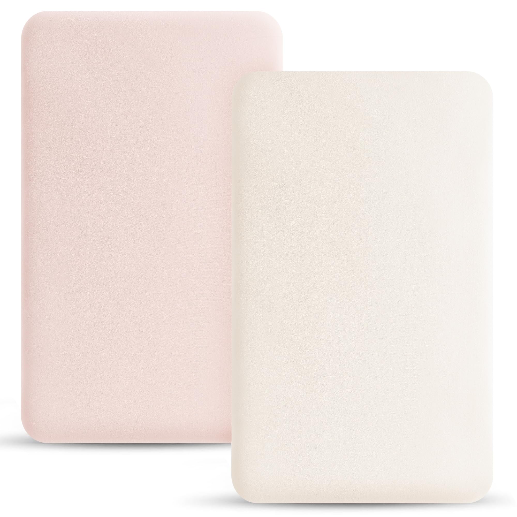 Bearmoss Next To Me Crib Sheets 85x51 CM Stretchy Bedside Crib Fitted Sheets Ultra Soft Cot Fitted Sheets for Baby Girl Boys Daily Use, 2Pack(Apricot powder)