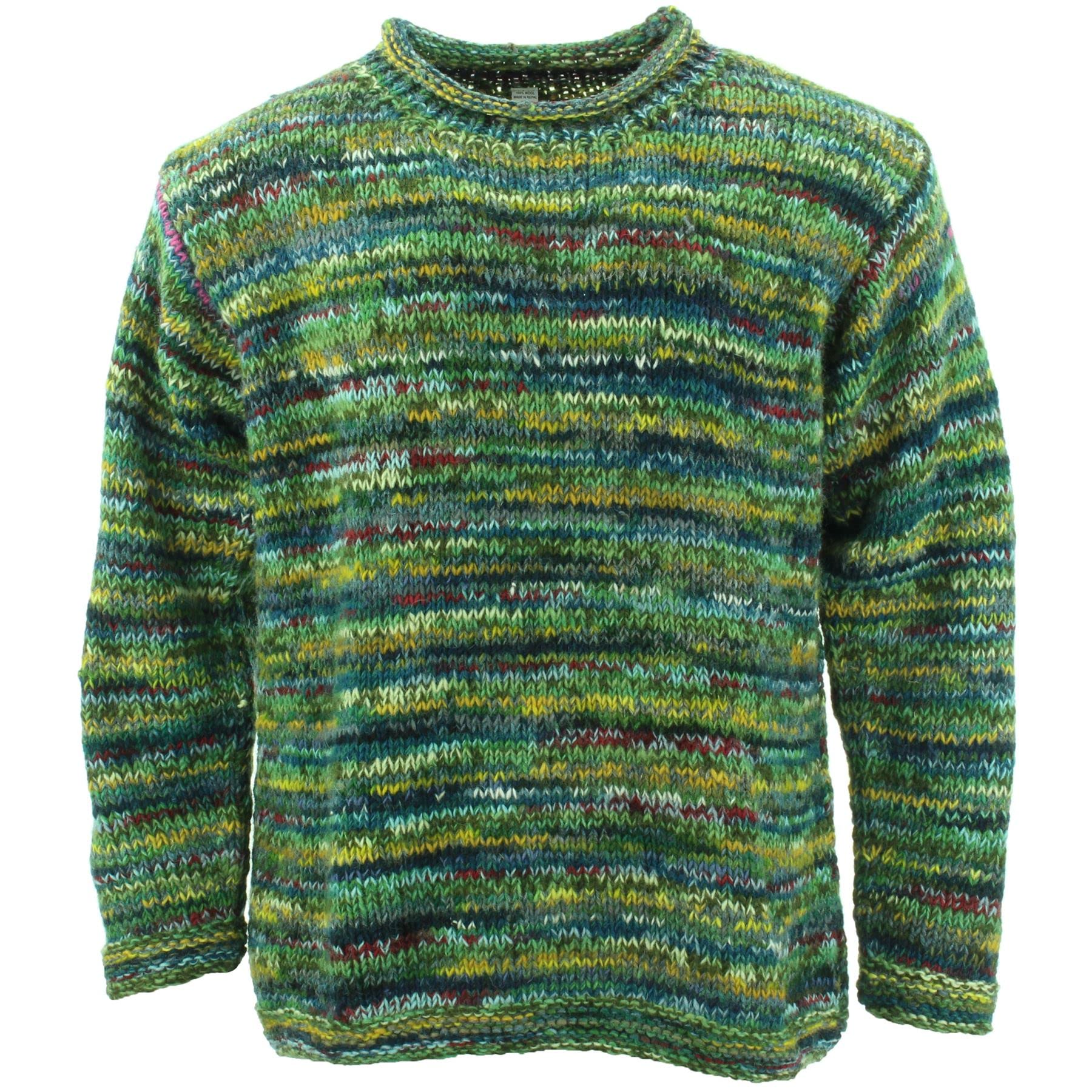 Loudelephant Unisex Sd Green Mix Chunky Wool Knit Jumper Space Dye - (Xx-Large)