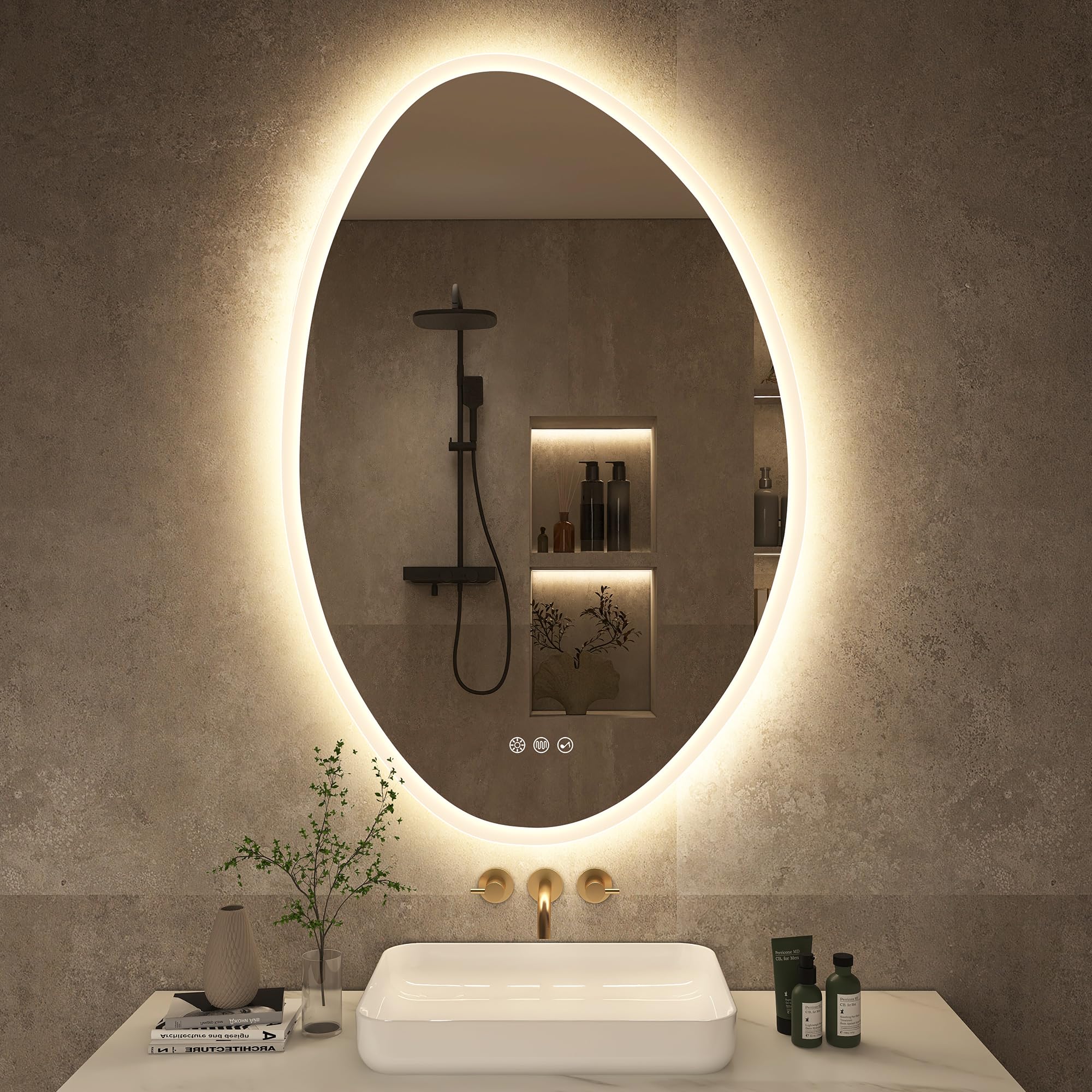 Miroir de salle de bain Bluetooth avec lumières LED pour ambiance bien-être
