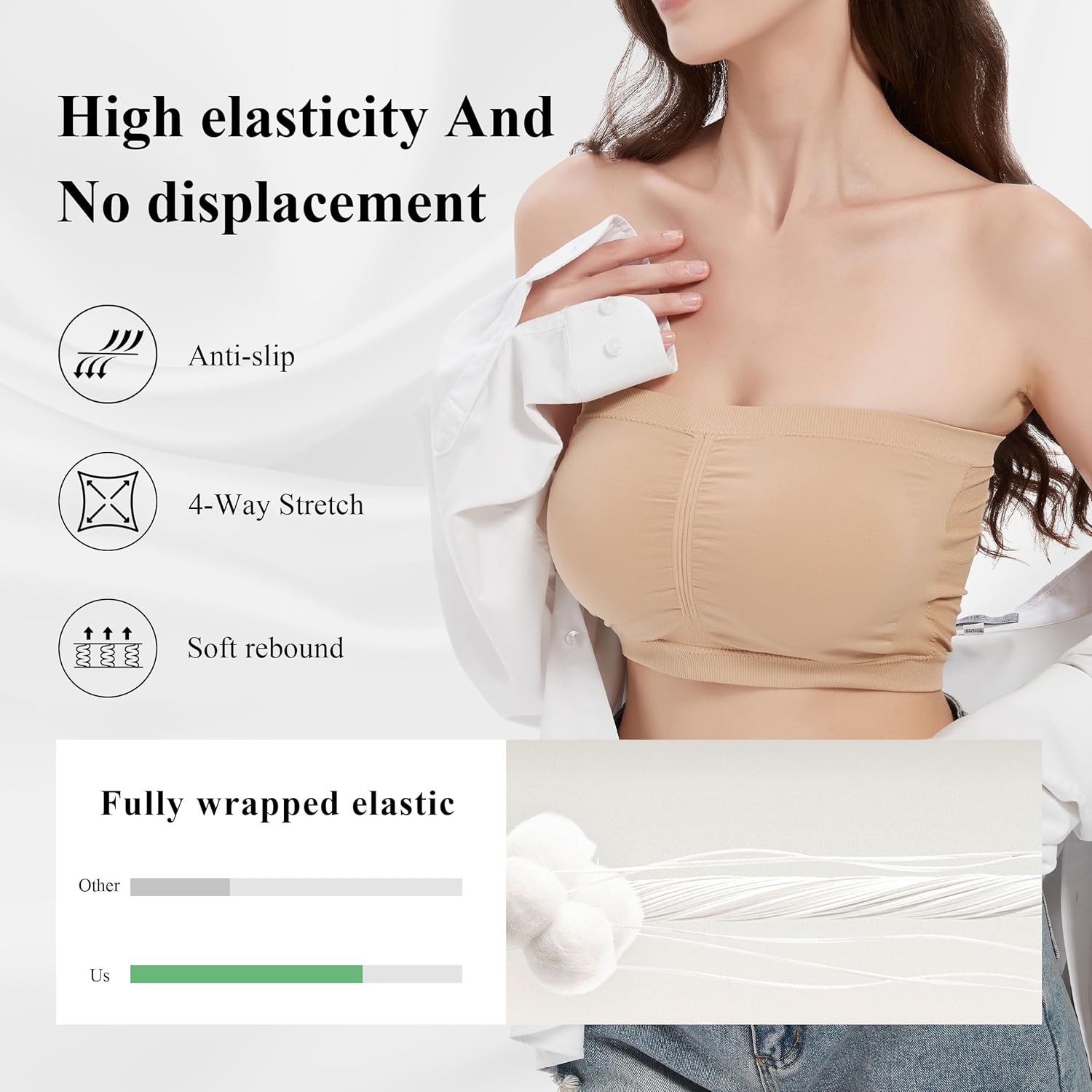 Women's Bandeau Bra, Strapless Bralette Seamless Bandeau Bra Tube Top Bras - Image 4