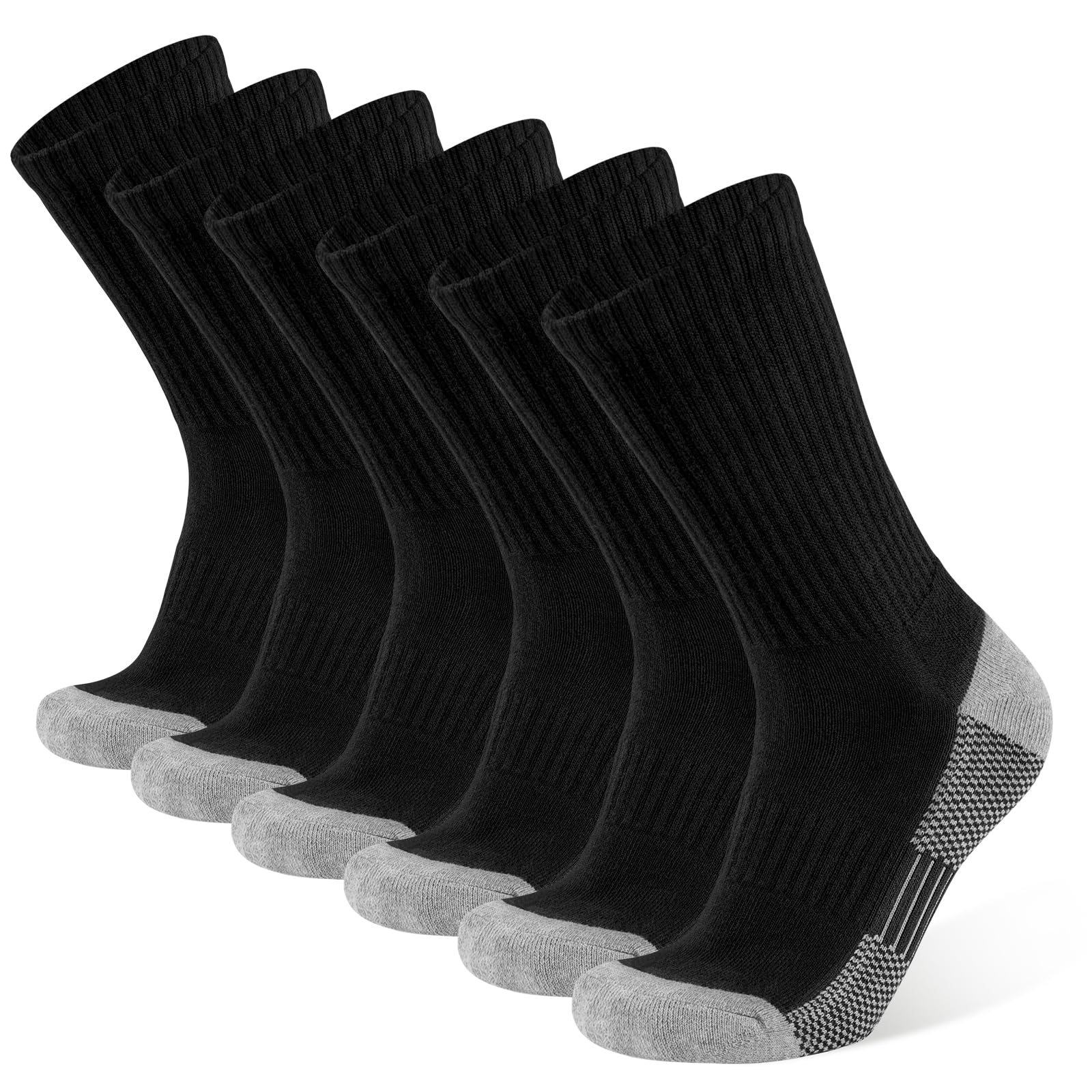 BUDERMMY Herren-Socken aus Baumwolle, feuchtigkeitsableitend, schwer, gepolstert, Größe 39-47, 6 Paar, Schwarz 2, 9-12 Tall