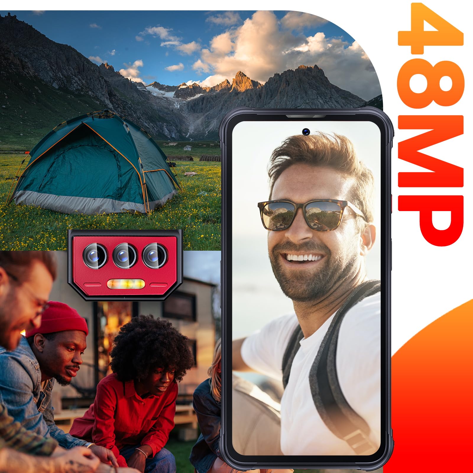 CUBOT Kingkong 8 Rugged Smartphone-10600mAh, 12GB+256GB Telefono Indistruttibile Android 13, 6.52" HD+ Display, Torcia LED 5000LM, 48MP Fotocamera, IP68/69K/4G Dual SIM/NFC/OTG/GPS