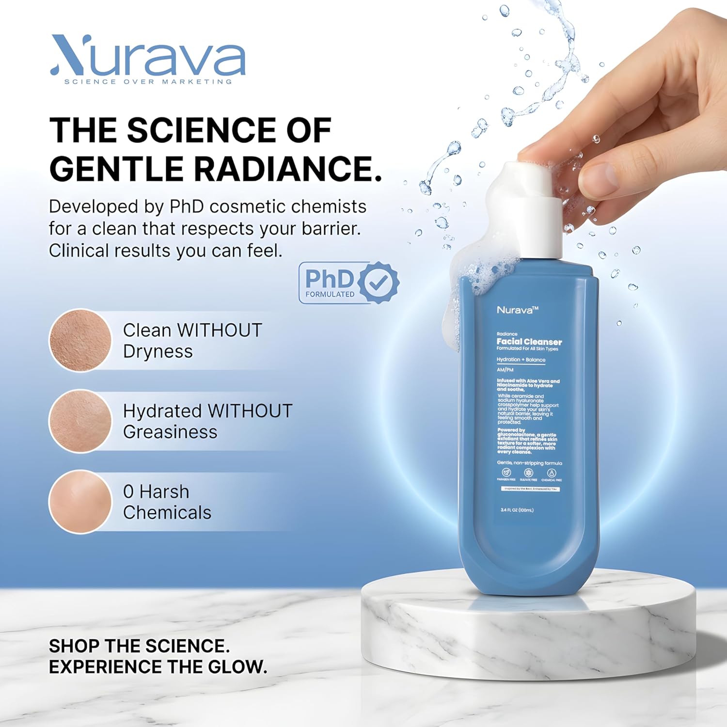 Barrier Repair Face Cleanser By Nurava | Ultra-Gentle Amino Acid Cleanser for Sensitive & Reactive Skin | Soothes Redness with Hyaluronic Acid, Niacinamide, 5 Ceramides & Panthenol – 100ml