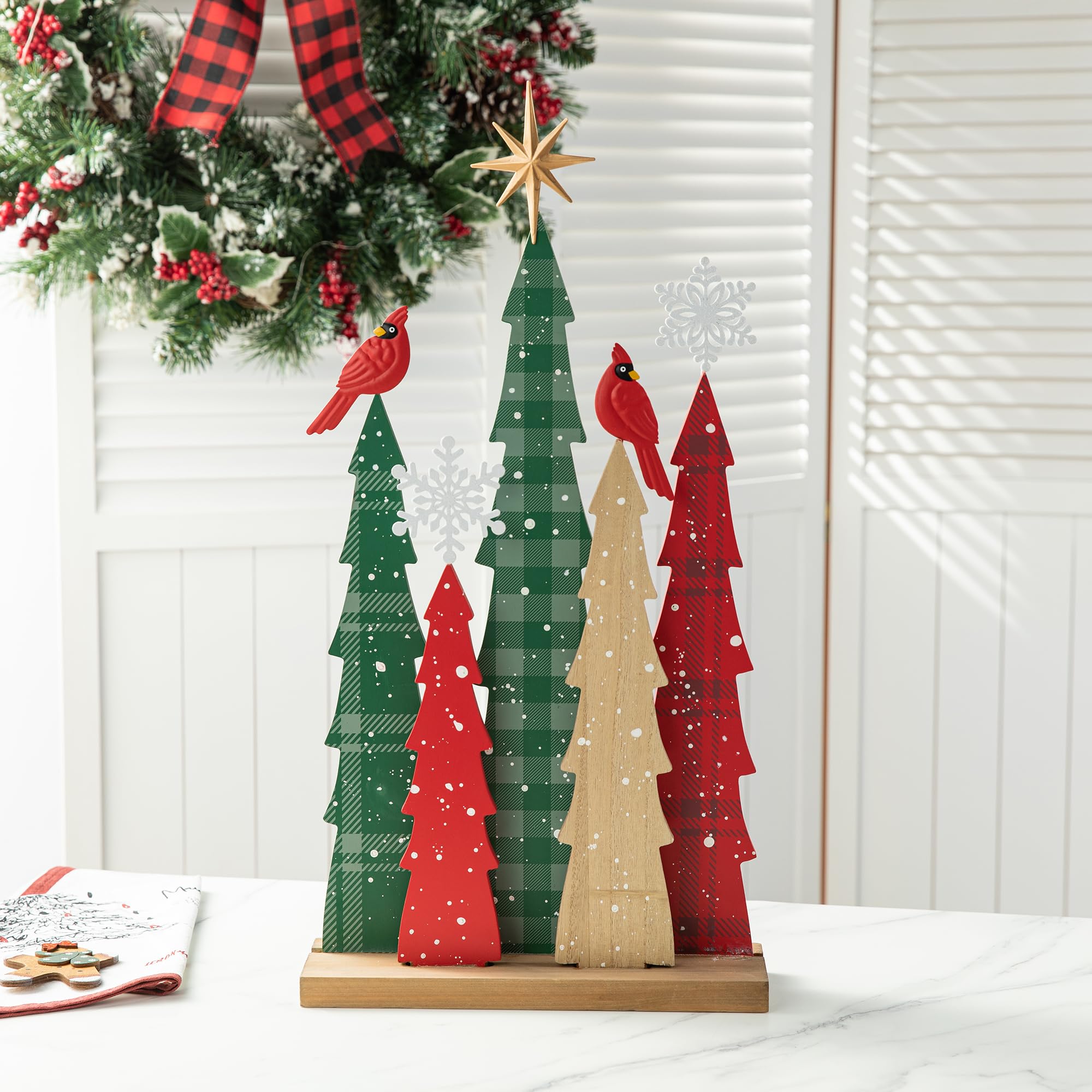 Amazon.com: Glitzhome 23.5”H Wooden Christmas Table Tree
