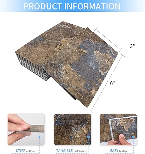 Vista 64 de Art3d 102 piezas de azulejos de despegar y pegar para la cocina y el baño, 3 x 6 pulgadas. Pegar en azulejos de metro, tablones de madera envejecida