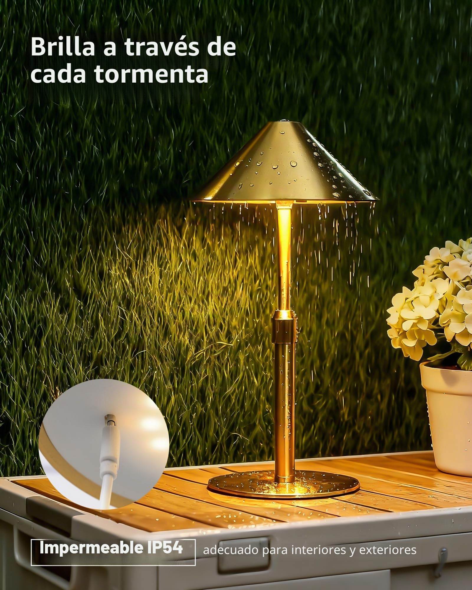 2 Lámparas Sin Cable Recargables Exterior e Interior – Potentes, Regulables Táctiles, Altura Ajustable, Resistentes IP54 para Terraza, Taller y Hogar