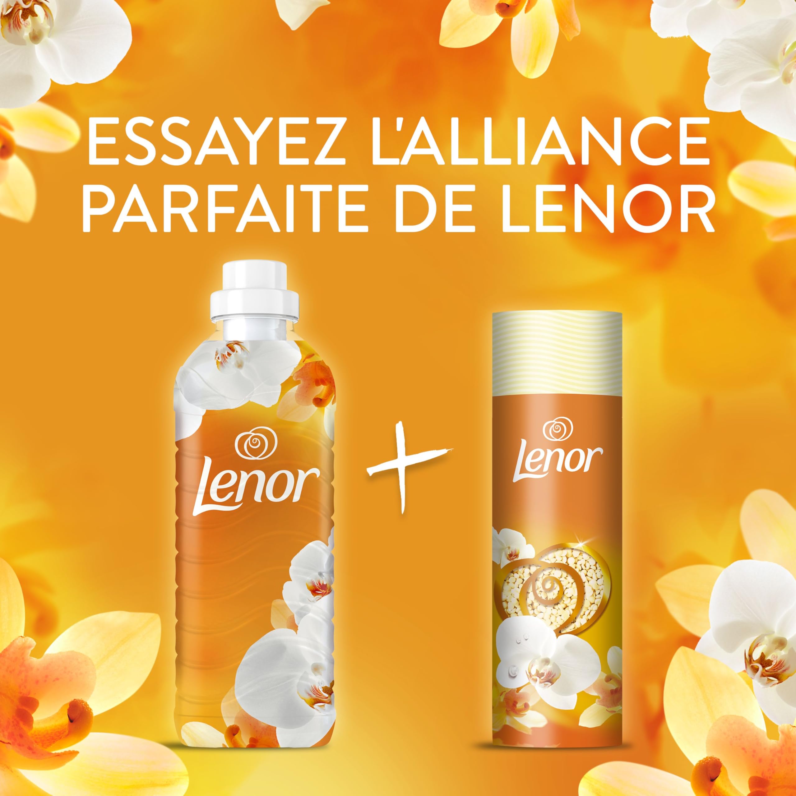 Lenor Adoucissant 440 Lavages (55x8), Parfum Ambre et Orchidée, 24H De Fraîcheur Relaxante, Avec Une Touche D’Huiles Essentielles, Testé Dermatologiquement, Fabriqué En France