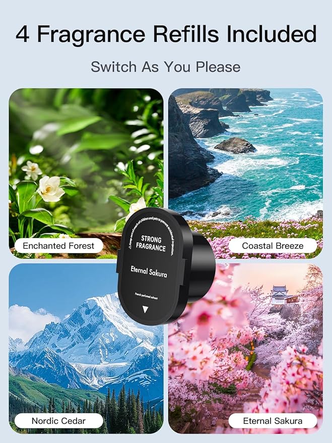 Difusor Inteligente de Aromas para Auto, Recargable USB-C, 4 Modos, Negro miniatura 8