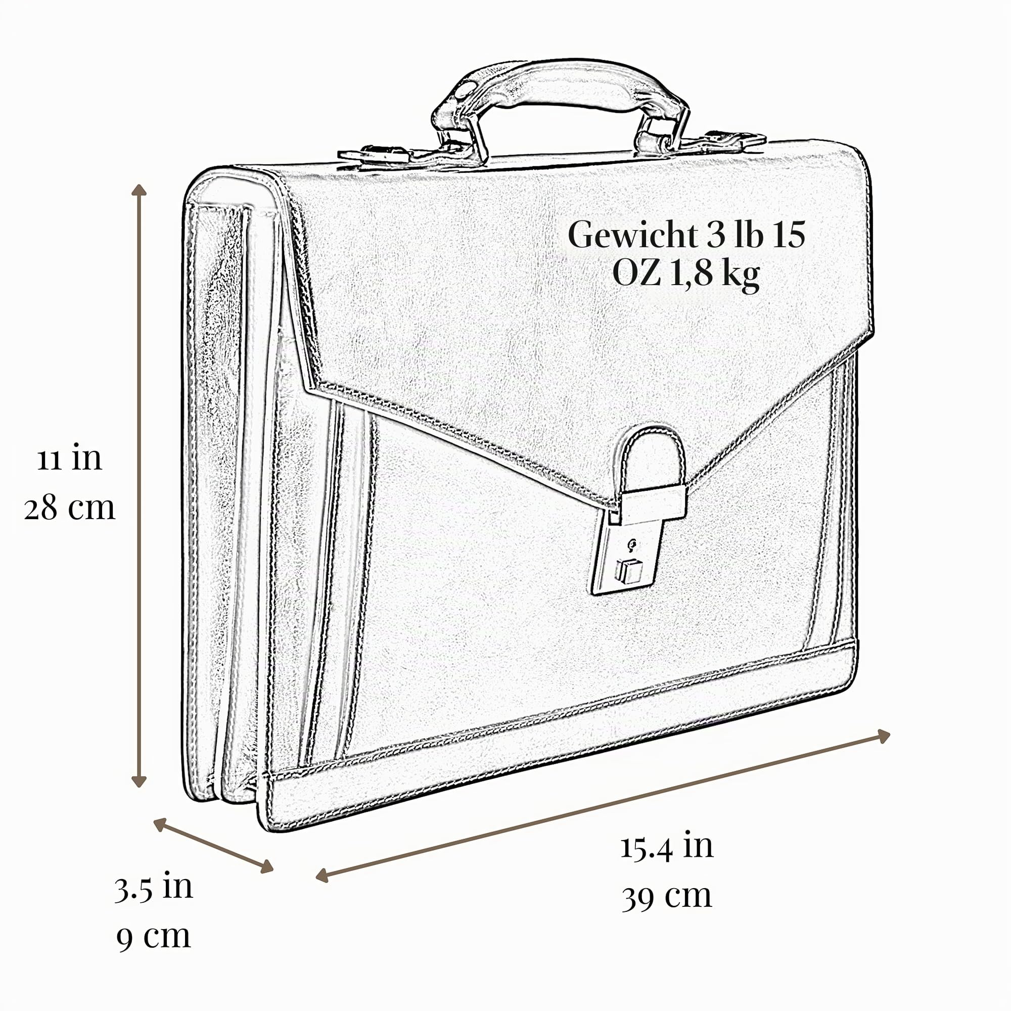 Time Resistance Aktentasche für Herren, 100% Leder – handgefertigt in Italien – Arbeitstasche – Laptoptasche – Businesstasche