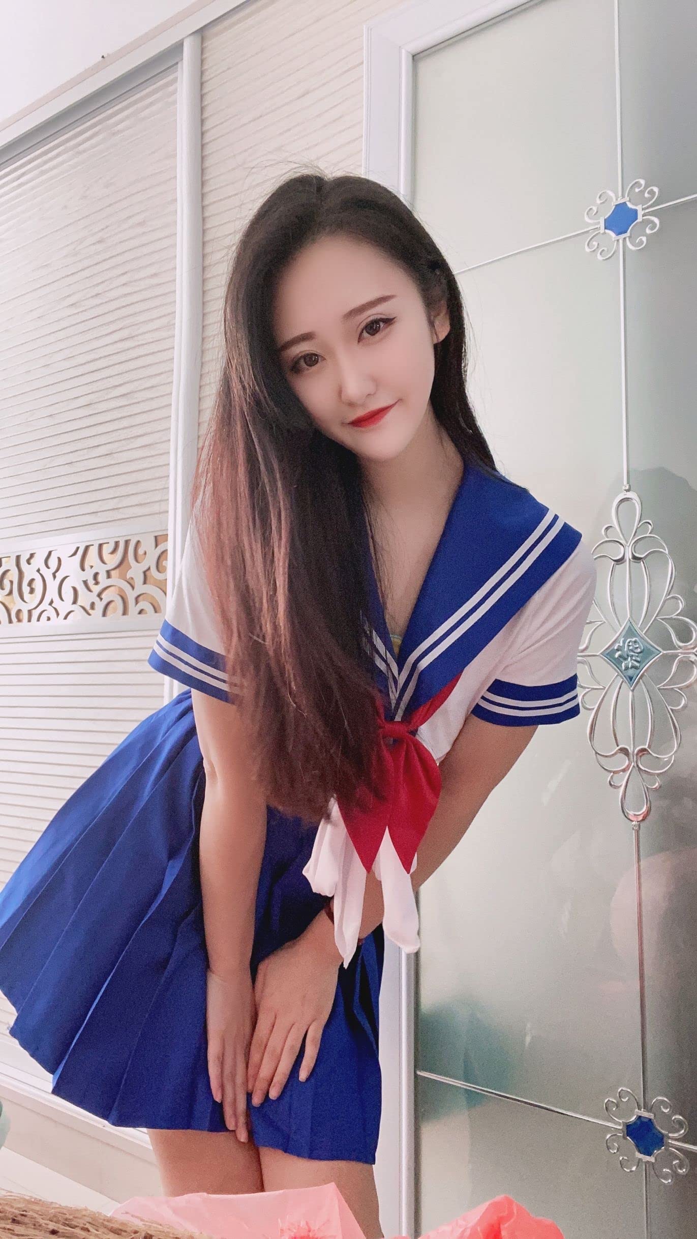 Japanese Anime Schoolgirl Classic Sailor JK Harajuku Crop Top Tie up Pleated Skirt Uniform Seifuku Socks Bow Set