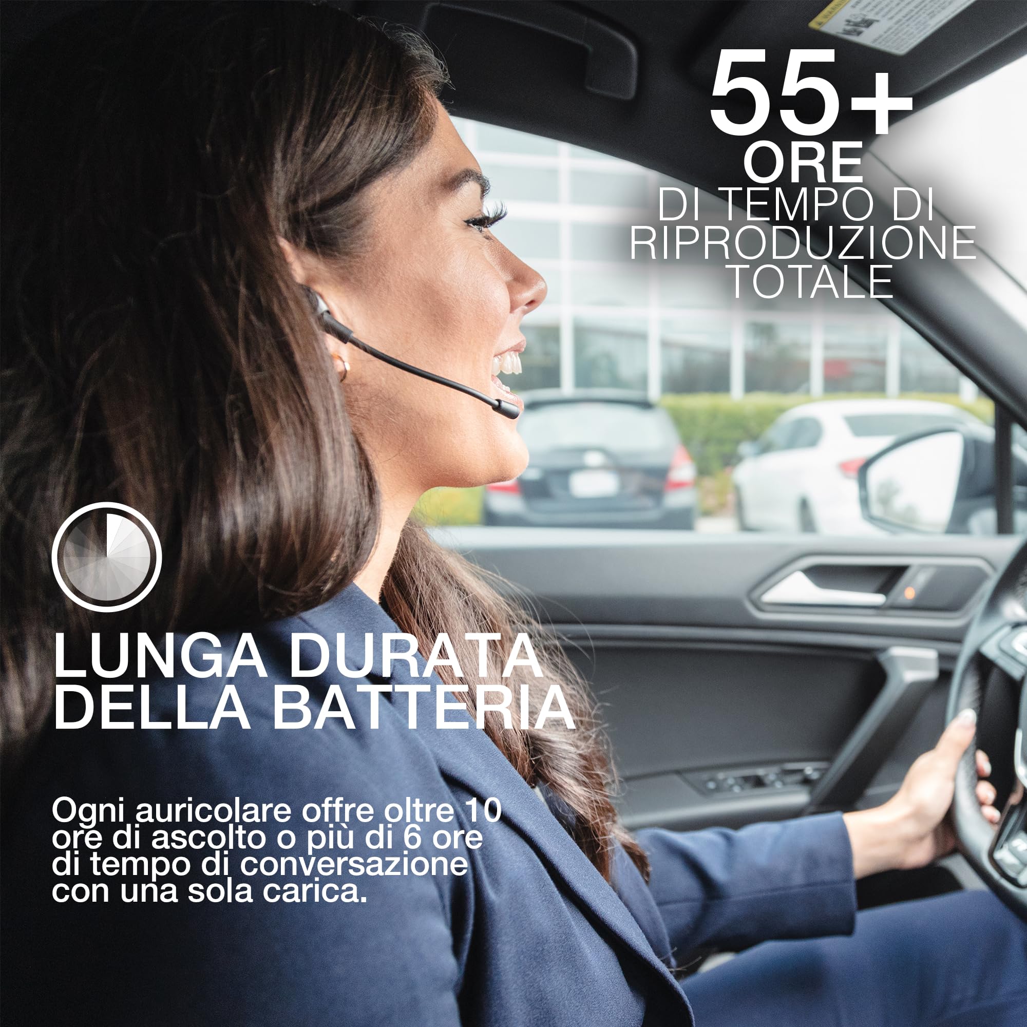 JLab Work Buds Cuffie Bluetooth, Auricolari Bluetooth, Cuffiette Piccole In Ear con Microfono, 55H+ Cuffie Senza Fili, Connessione simultanea a Computer e Telefono Cellulare