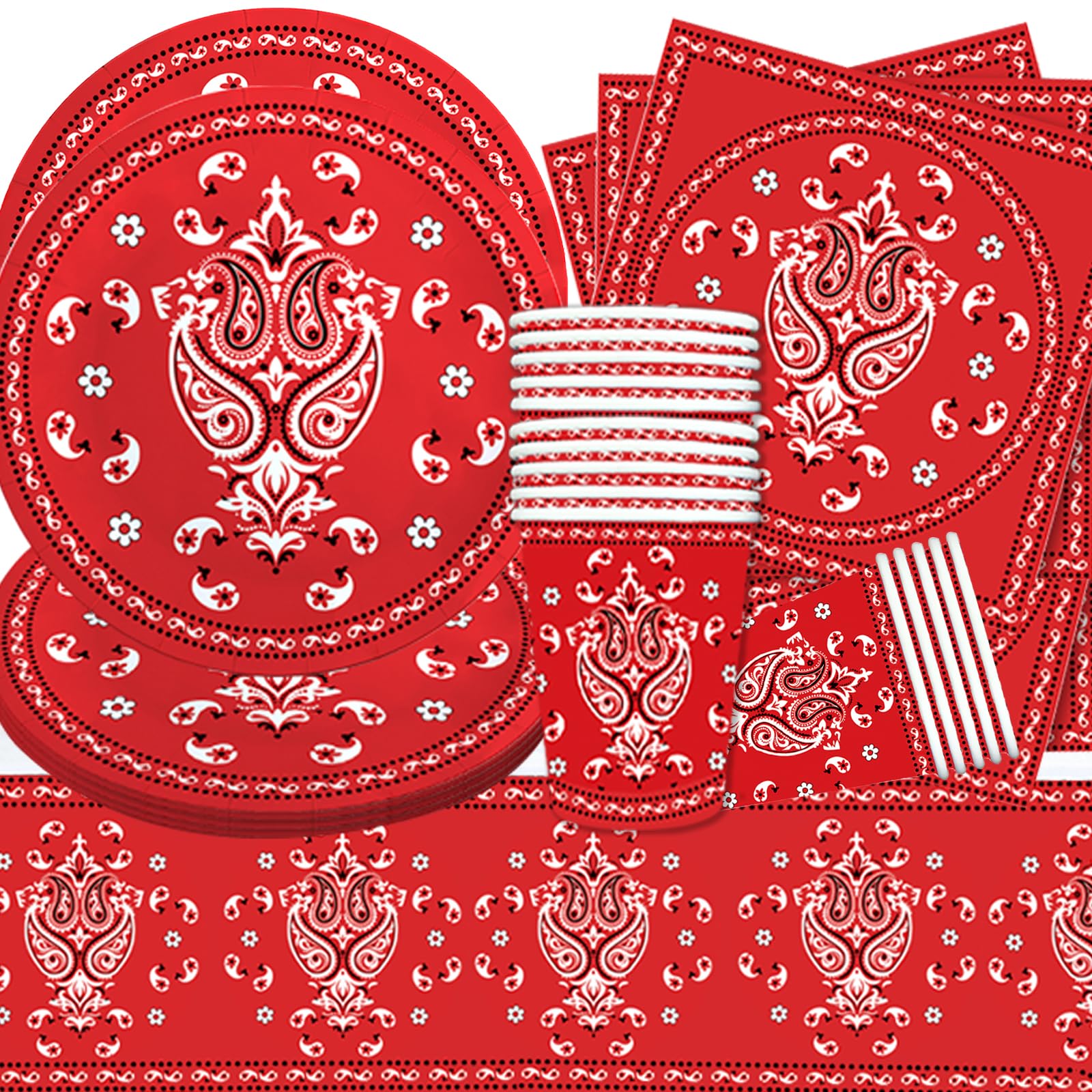 Déco Fête Cowboy AMFUN - Assiettes, Serviettes, Nappe, Bannière Western Pour 20 Personnes, Thème Ranch