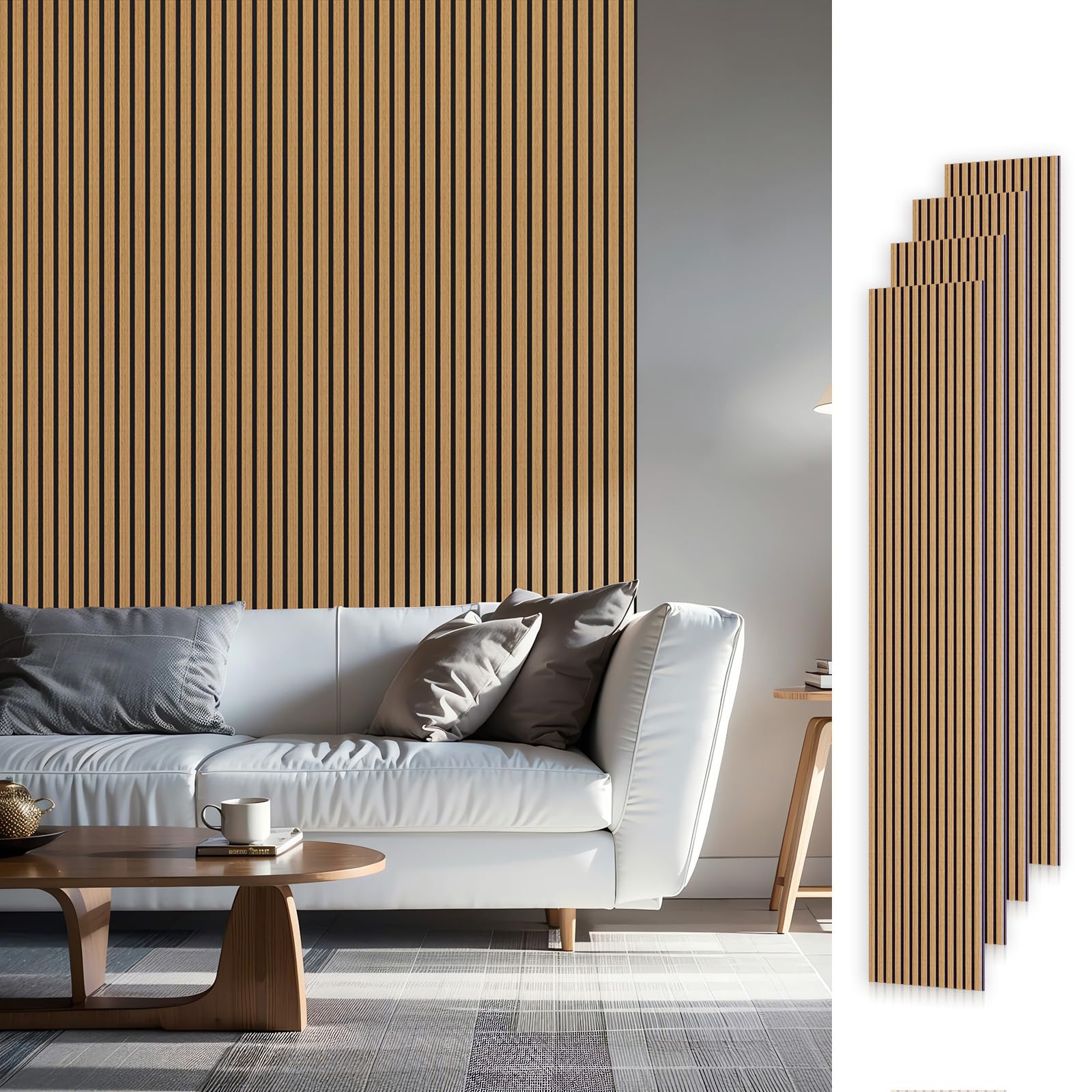 Amazon.com: SMARTSTANDARD Wood Slat Acoustic Wall Panels 4 Pack 94