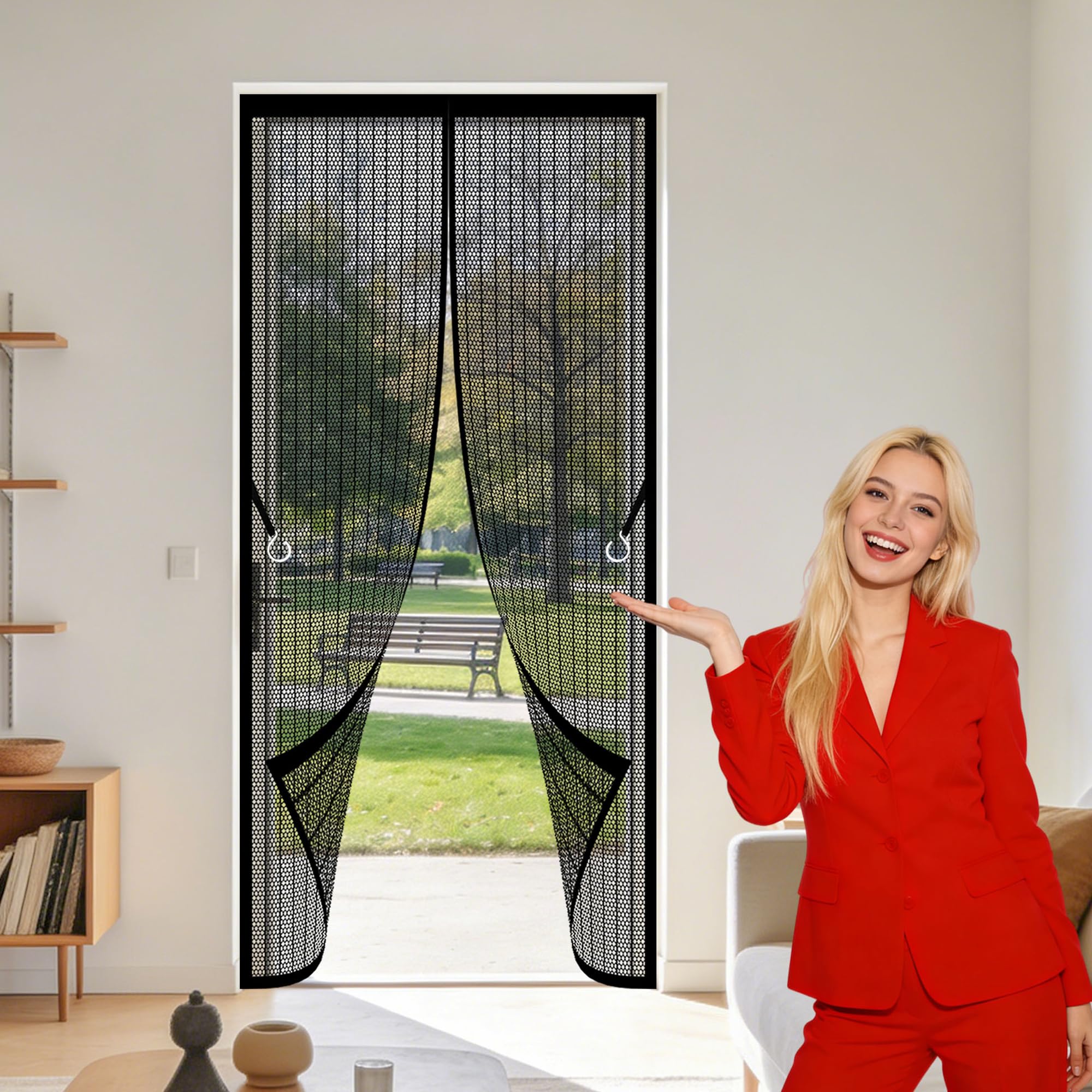 Magnetic Fly Screen 74 x 235 cm Self Sealing Magnetic Fly Screen for Doors Keeps Flies Mosquitoes Out for Home, Bedroom, Living Room, Kitchen, Patio, Black