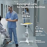 Vista 4 de ONKRON Carrito móvil para laptop con ruedas, carga hasta 17.6 libras, escritorio rodante de pie con altura ajustable, estación de trabajo portátil