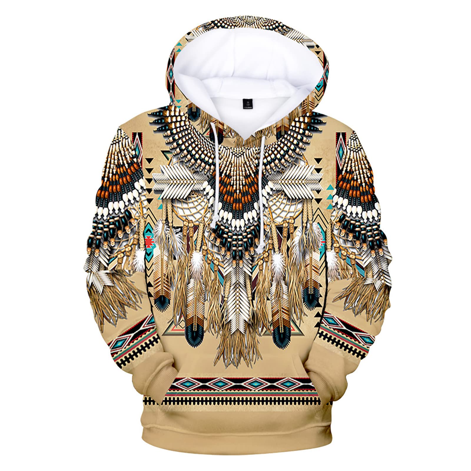 YmosrhMen Fashion Hoodies Ethnic Style 3D Digital Printing Pullover Sweater With Hooded Mens Trendy Hoodie