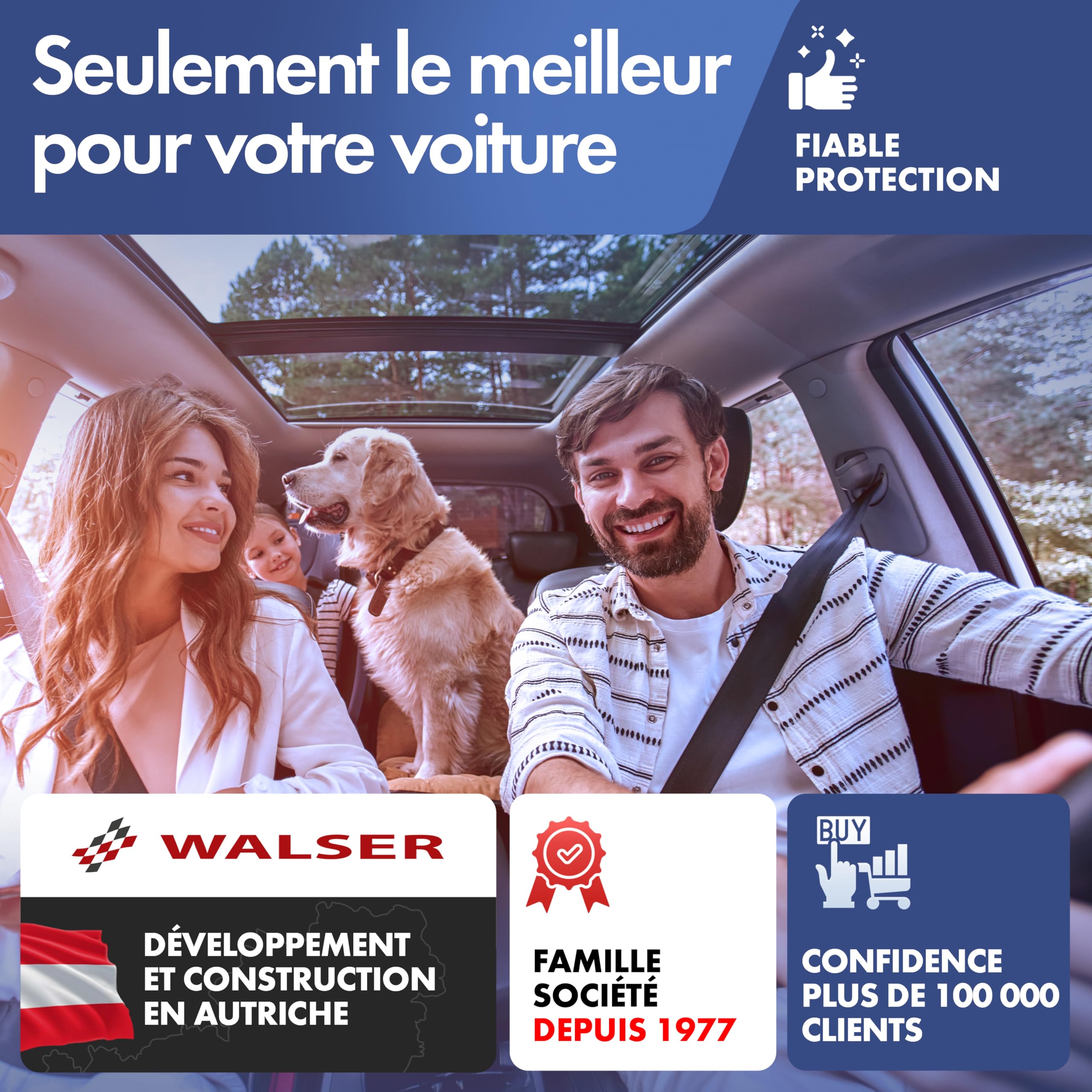 Walser 10521 Housse de Voiture Transporter sur Mesure, Housse de siège en Tissu Anthracite Compatible avec VW T6, Double Banc à l'arrière