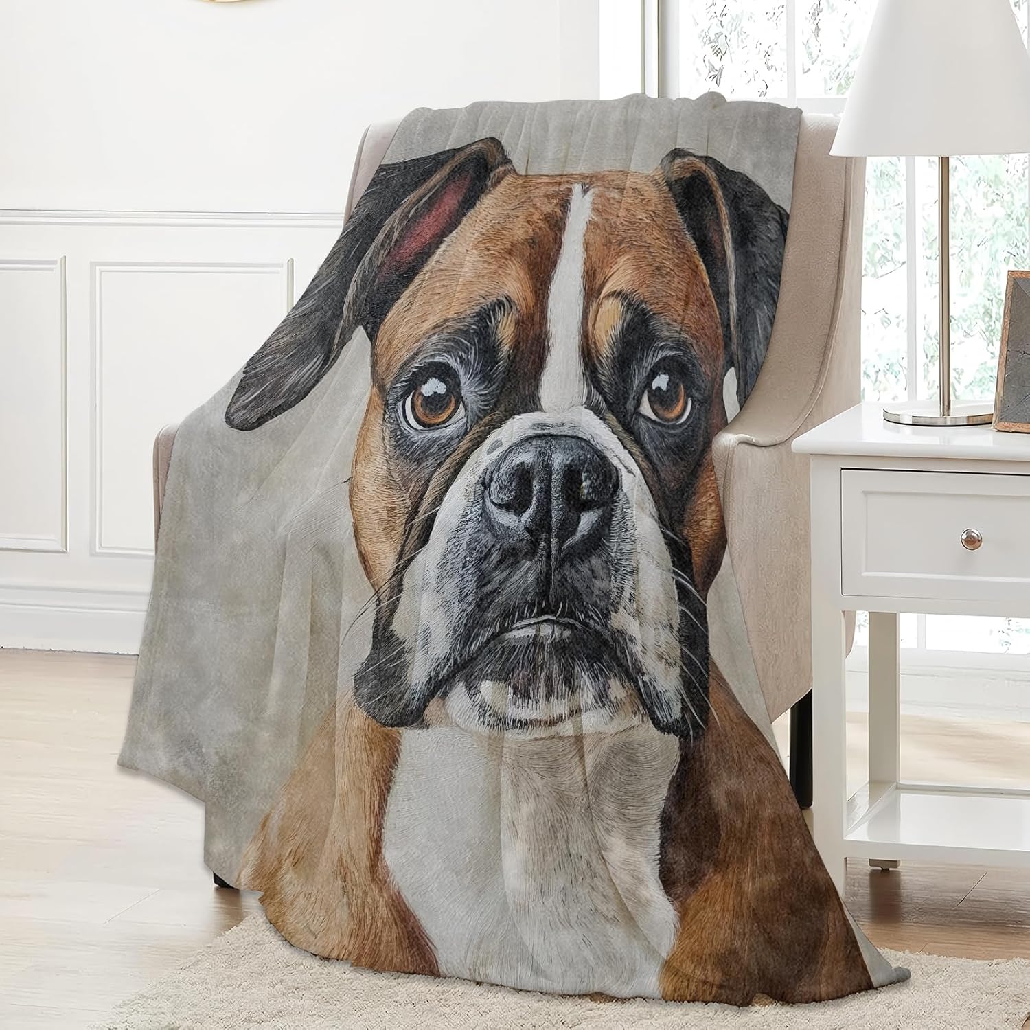Boxer Dog Throw Blanket Gifts for Women Adults Girls, Soft Fuzzy Warm Cozy Flannel Blankets for Bedroom, Travel, Couch, Home Decor 50x60 in - Image 2