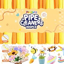 POMBUDS 300 Pcs Yellow Pipe Cleaners for Crafts 3 Shades of Yellow Chenille Stems 6mm x 12in, Fuzzy Sticks for DIY Art Projects, Decorations, and School Supplies