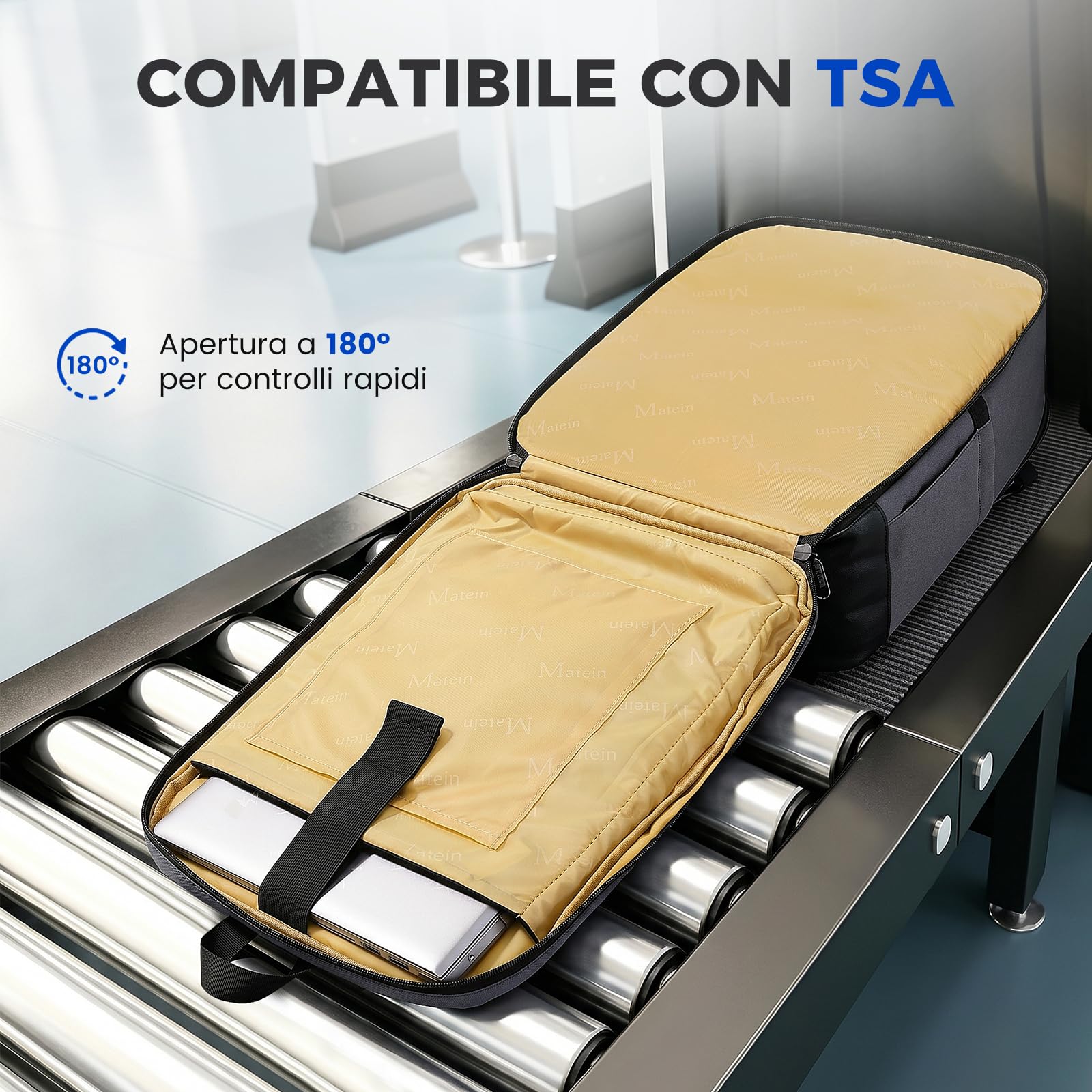 MATEIN Zaino Porta PC 15,6 Pollici, Zaino Lavoro Uomo per Laptop Notebook | Zaino PC Portatili con Custodia Organizer, Zaino Antifurto da Viaggio 40x30x16cm, per Ufficio, Viaggio e Università, Grigio