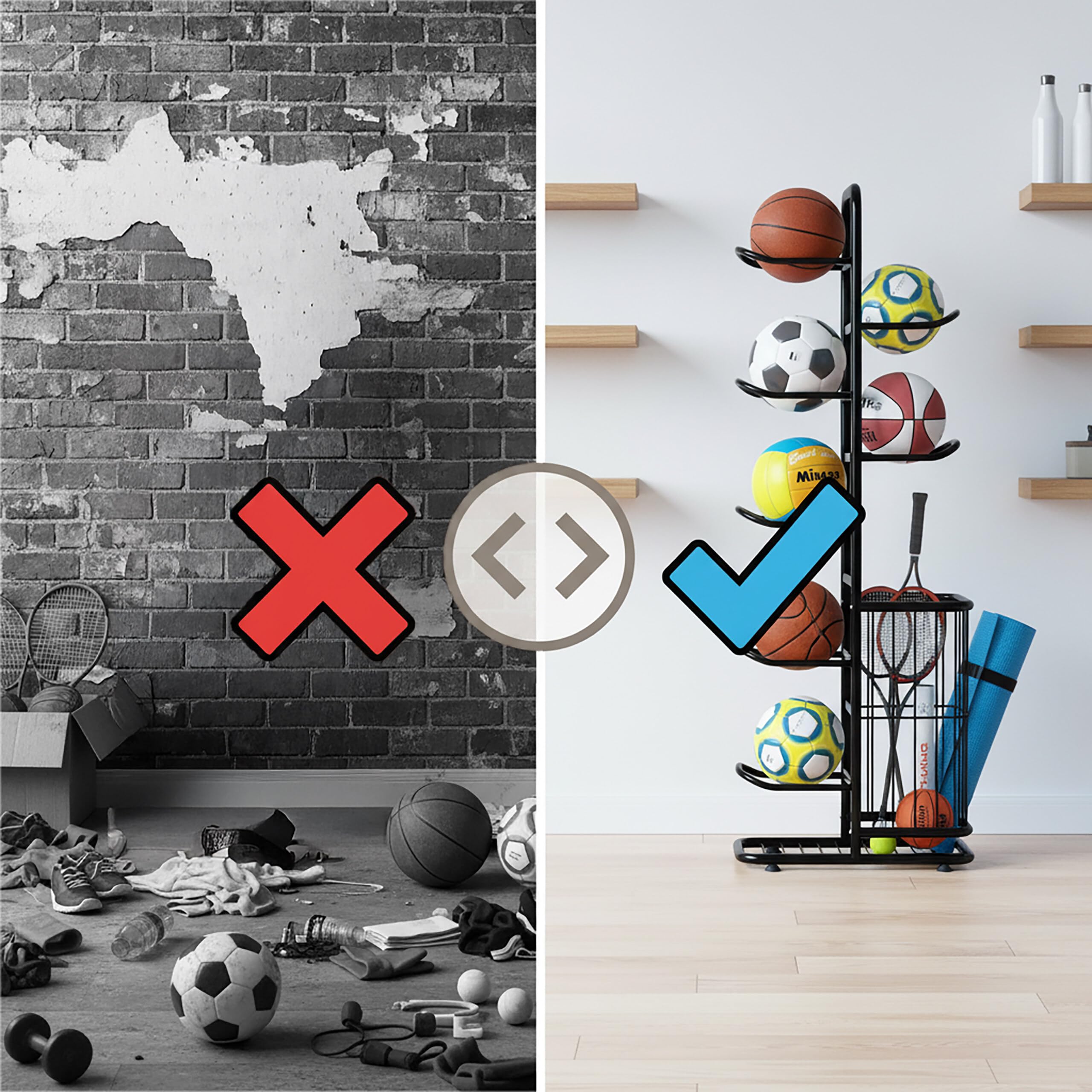 Portapalloni Relaxdays, per palloni, con cestello, Metallo, Porta palloni per Basket e Calcio, Varie Dimensioni e Colori