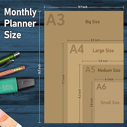 Miniatura 4 de Agenda mensual grande sin fecha  2022-2023 calendario en blanco libro y organizadores de 85 x 11 pulgadas  Kraft