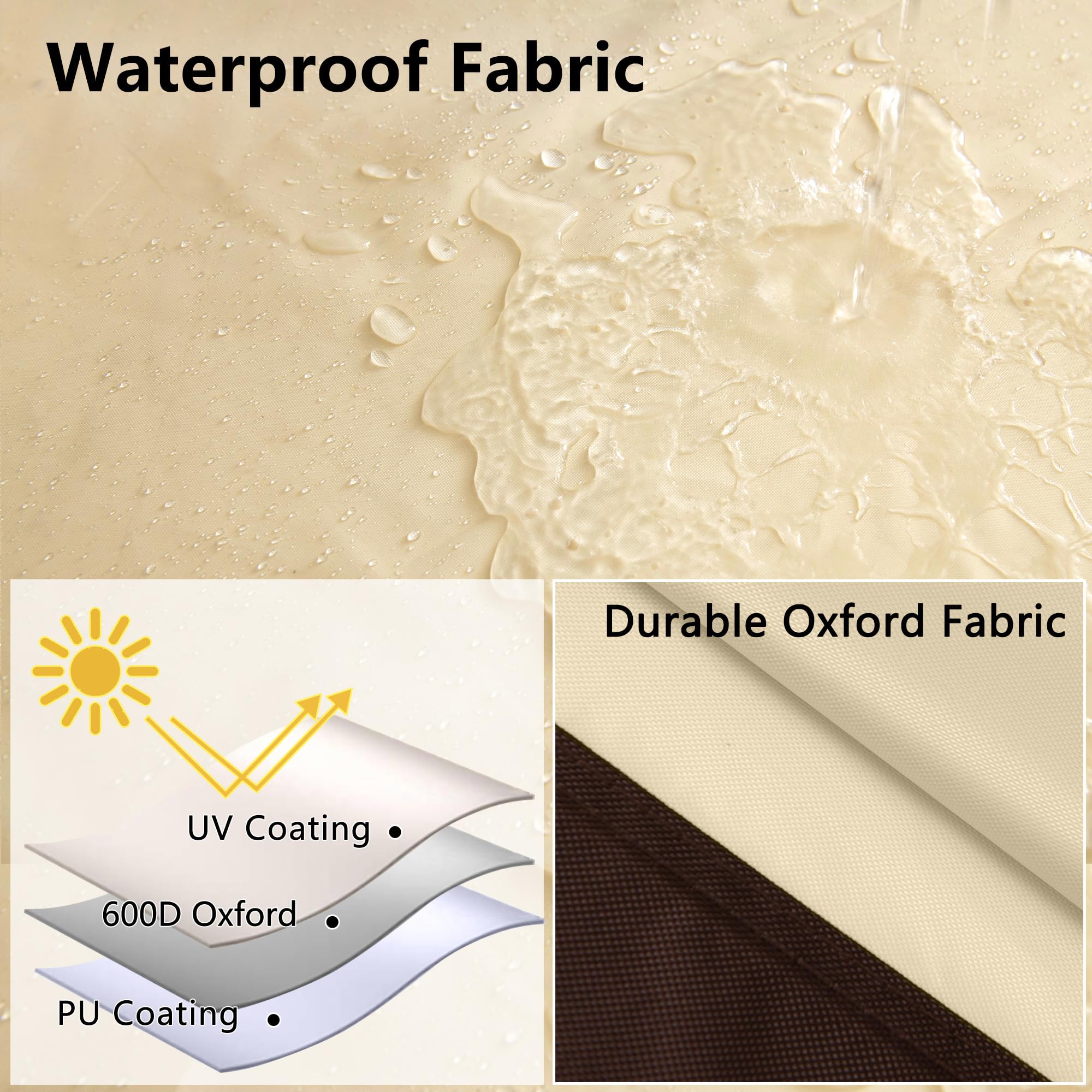 HDCAXKJ Housse de protection imperméable pour barbecue d'extérieur - Anti-UV - Avec fermeture éclair - Résistante à la décoloration - Beige et marron - 152,4 x 66 x 139,7 cm (L x l x H)