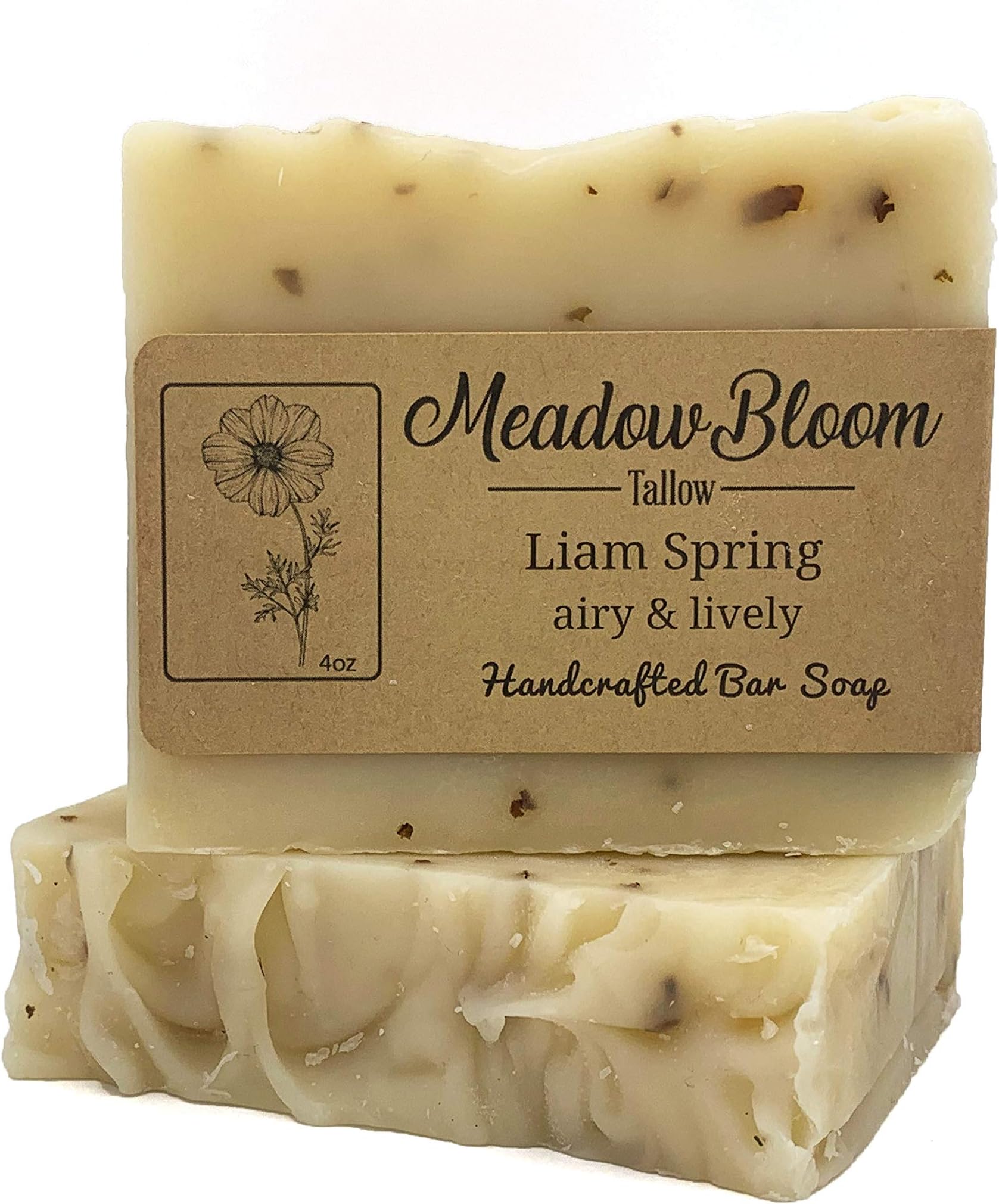 EST'D 2004 HC Meadow Bloom Tallow Bar Soap - Rosemary & Spearmint 2 Pack - Made with All Natural 100% Grass Fed Tallow Handmade Soap Bar - Great for Face or Body Soap
