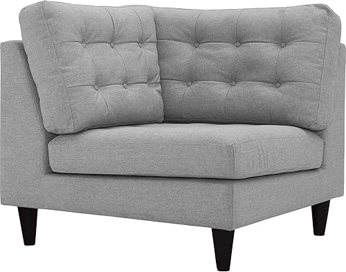 Sofá esquinero Modway Empress, estilo de mediados de siglo, tapizado de tela en avena, Tela, Gris Claro