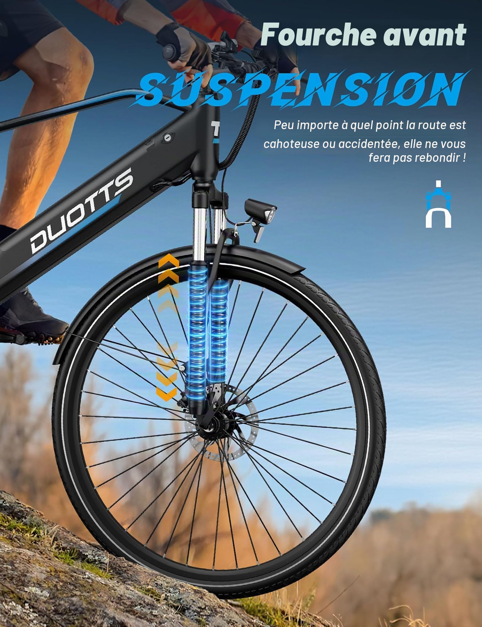 C29 Lite Vélo Électrique Homme et Femme Ville, 27.5" VTT Électrique avec Batterie Integrée 486Wh & Moteur 250W, 4 Niveaux d'Assistance Pédalage & Suspension Avant 7 Vitesses