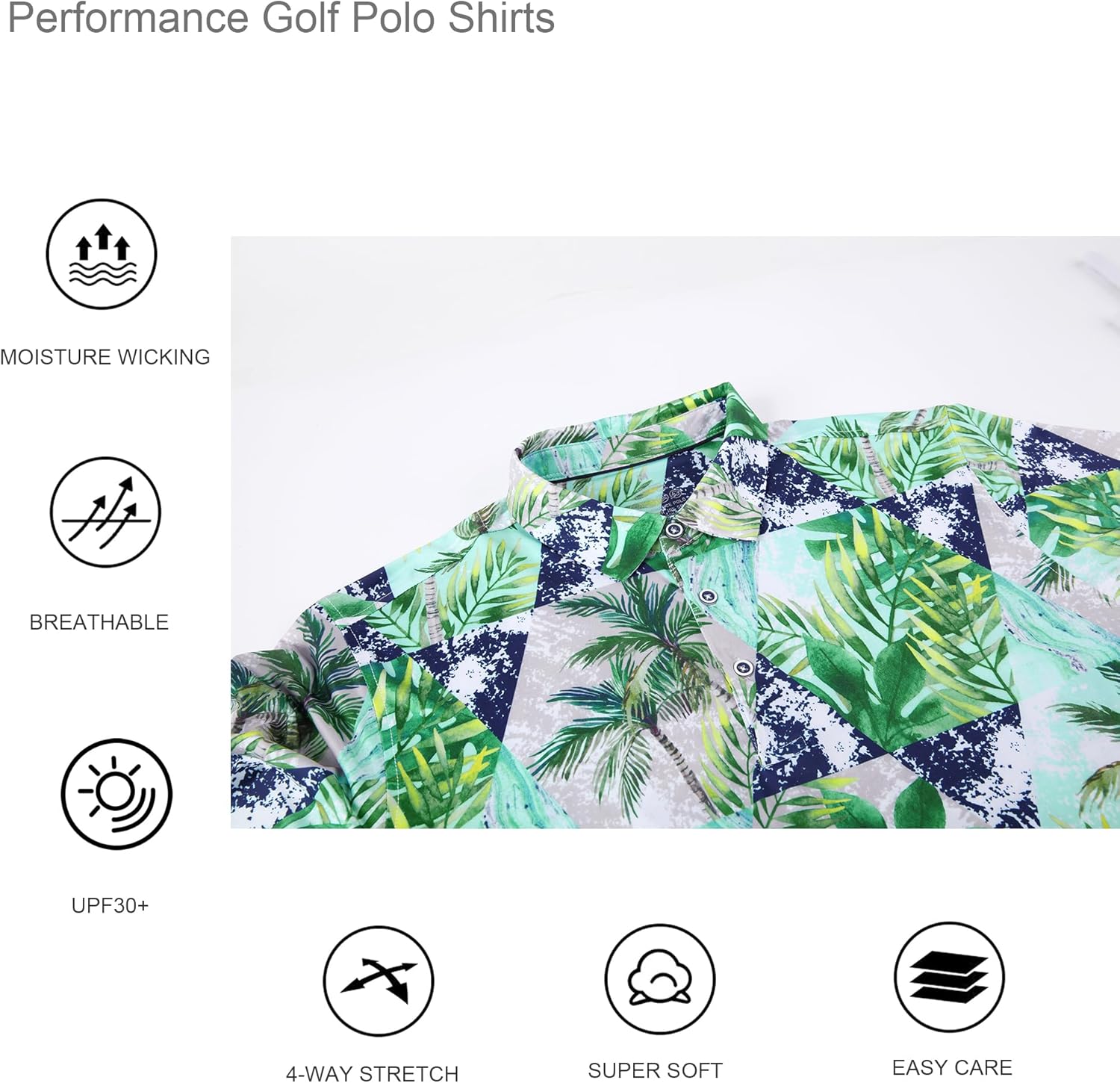 Alex Vando Mens Hawaiian Golf Shirt Moisture Wicking Digital Print Golf Shirts for Men - Image 6