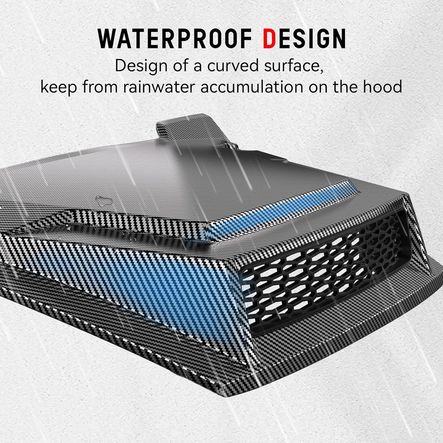 Sport Hood Scoop with Mesh for Honda Pioneer 700 2P 4P 14-25, PP Material Carbon Fiber Pattern Front Hood Cover with Sleek Mesh Ventilation Hood Scoop for Honda Pioneer 700-2 700-4 2014-2025