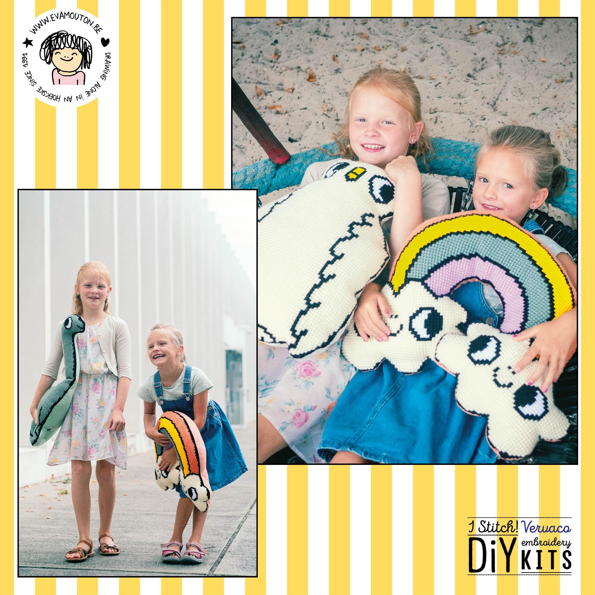 VERVACOZestaw do Haftu Krzyżykowego Poduszka z TyłemTĘCZA Kanwa z Nadrukiem 61 x 41 cm Gruba Włóczka Akrylowa Zrób to Sam Dekoracja Domu DIY Cross Stitch Kit